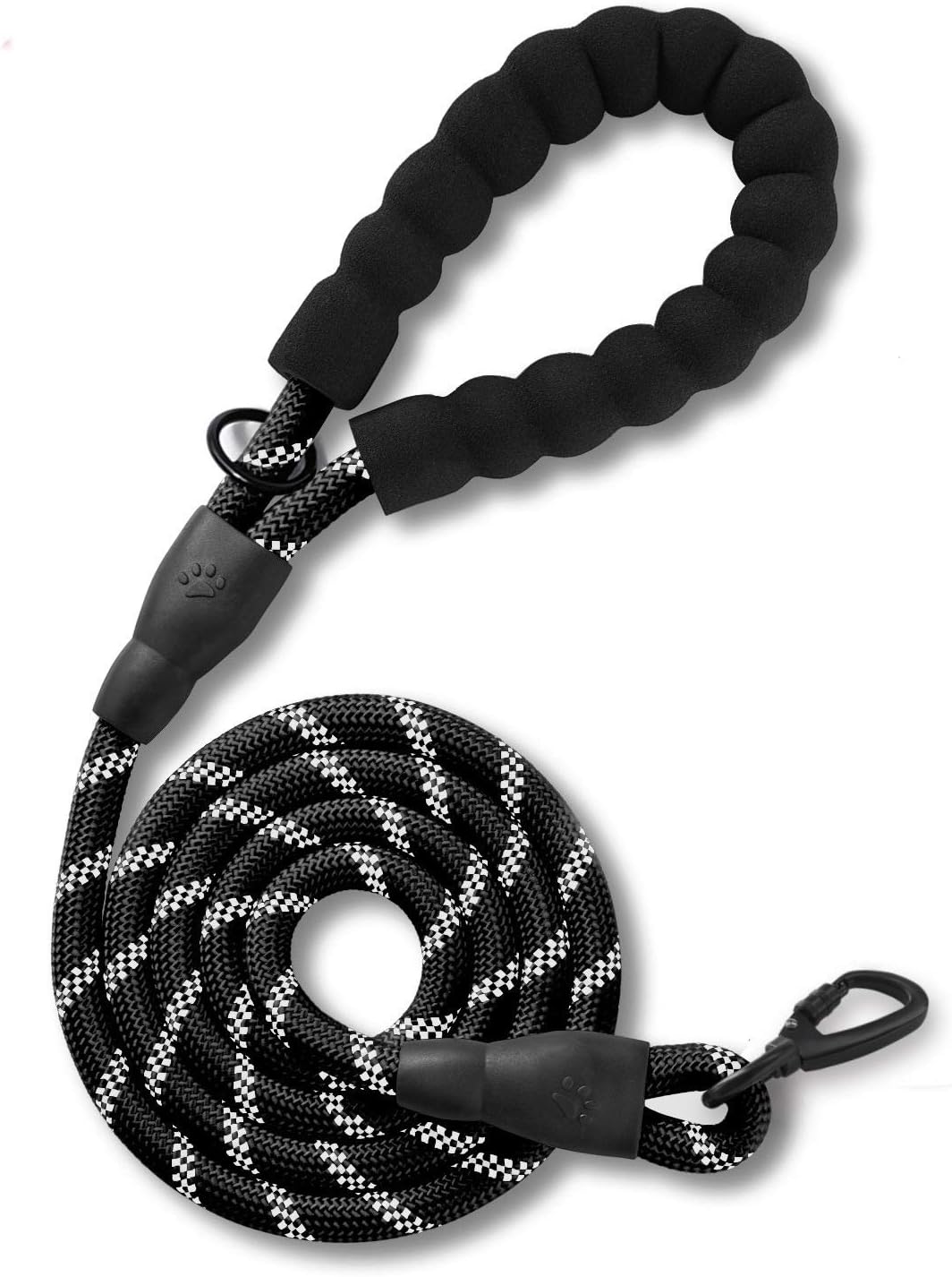 5 FT Strong Dog Leash with Comfortable Foam Handle and Highly Reflective Threads with Metal Clasp and Rubber Enhanced Joint Dog Leashes for Medium and Large Dogs Black - Image 1