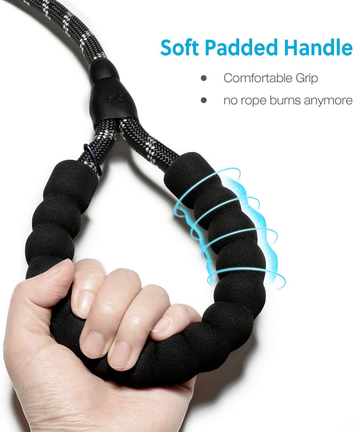5 FT Strong Dog Leash with Comfortable Foam Handle and Highly Reflective Threads with Metal Clasp and Rubber Enhanced Joint Dog Leashes for Medium and Large Dogs Black - Image 4