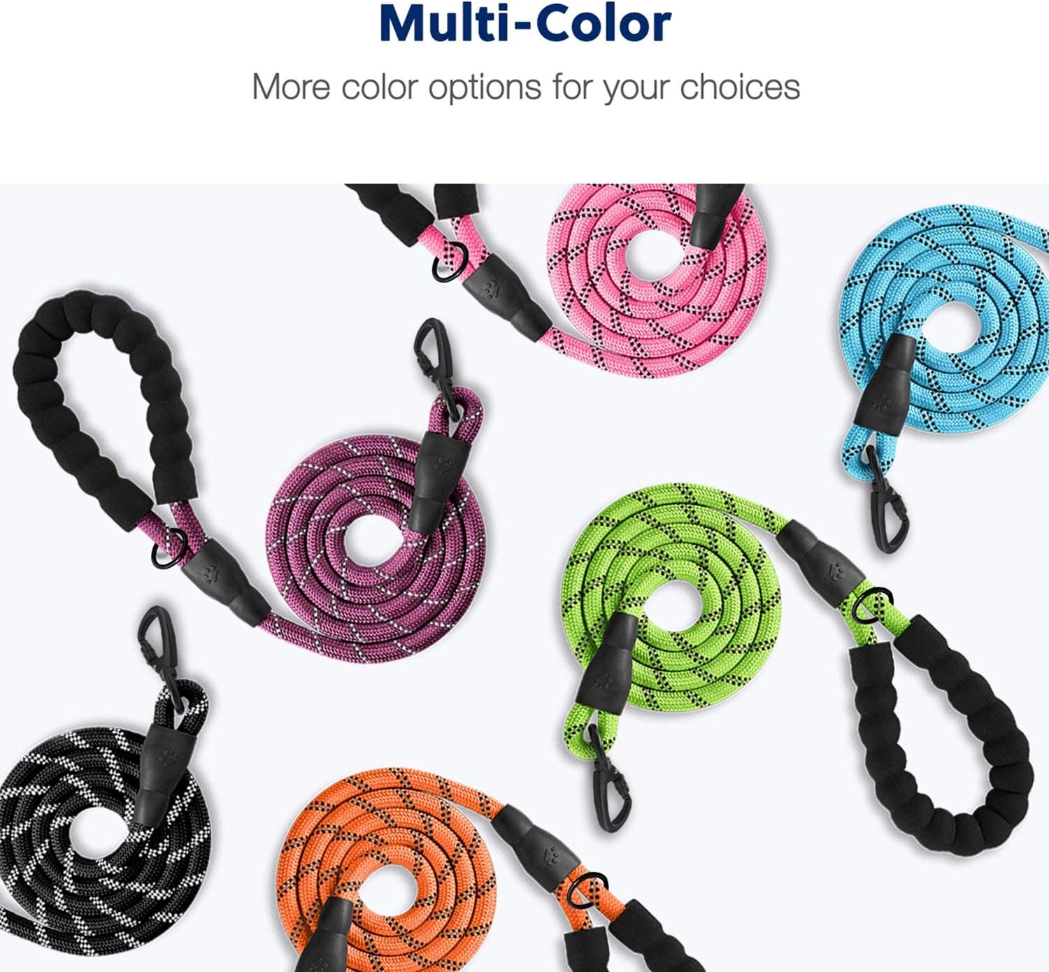 5 FT Strong Dog Leash with Comfortable Foam Handle and Highly Reflective Threads with Metal Clasp and Rubber Enhanced Joint Dog Leashes for Medium and Large Dogs Black - Image 7