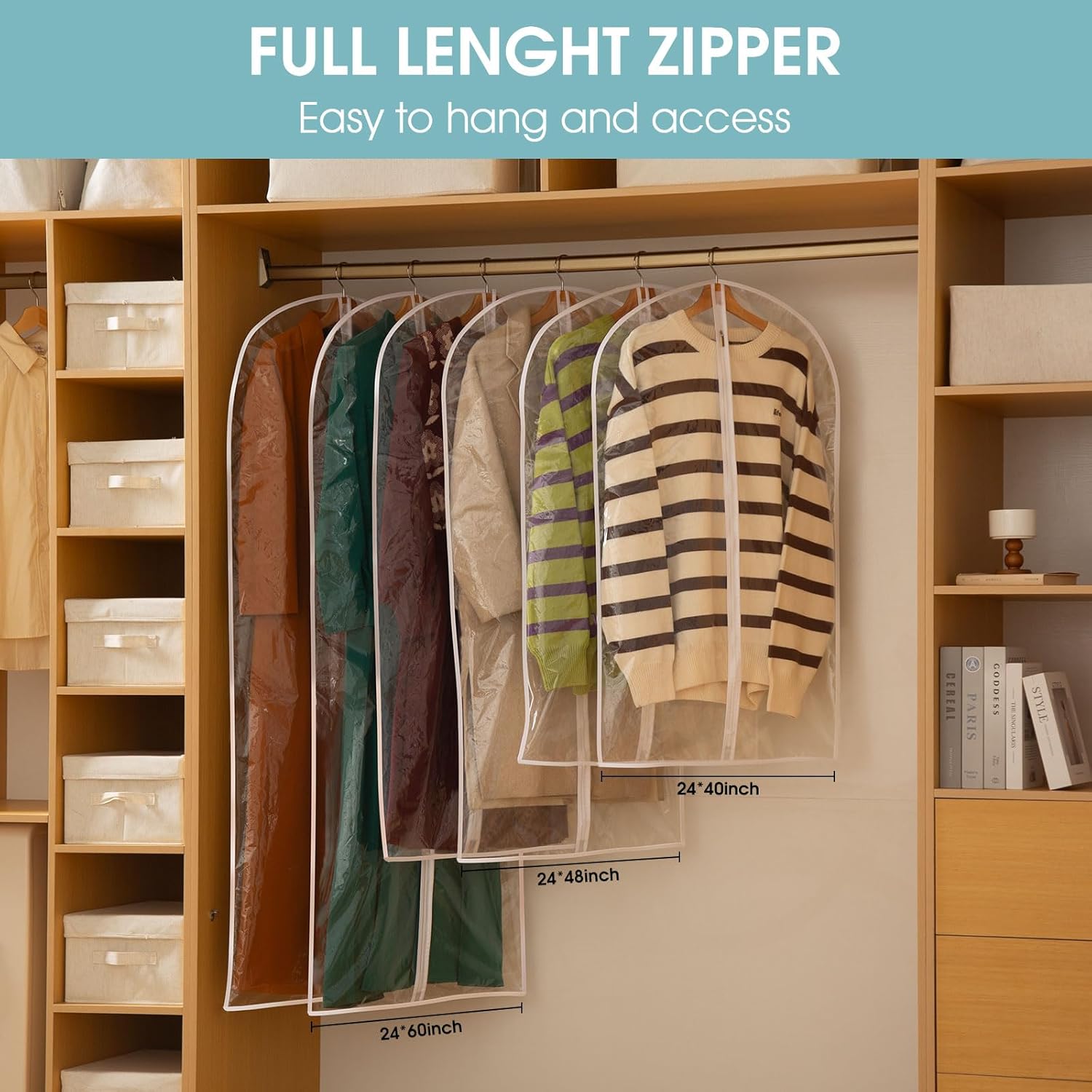 All Clear Garment Bags for Hanging Clothes, 40