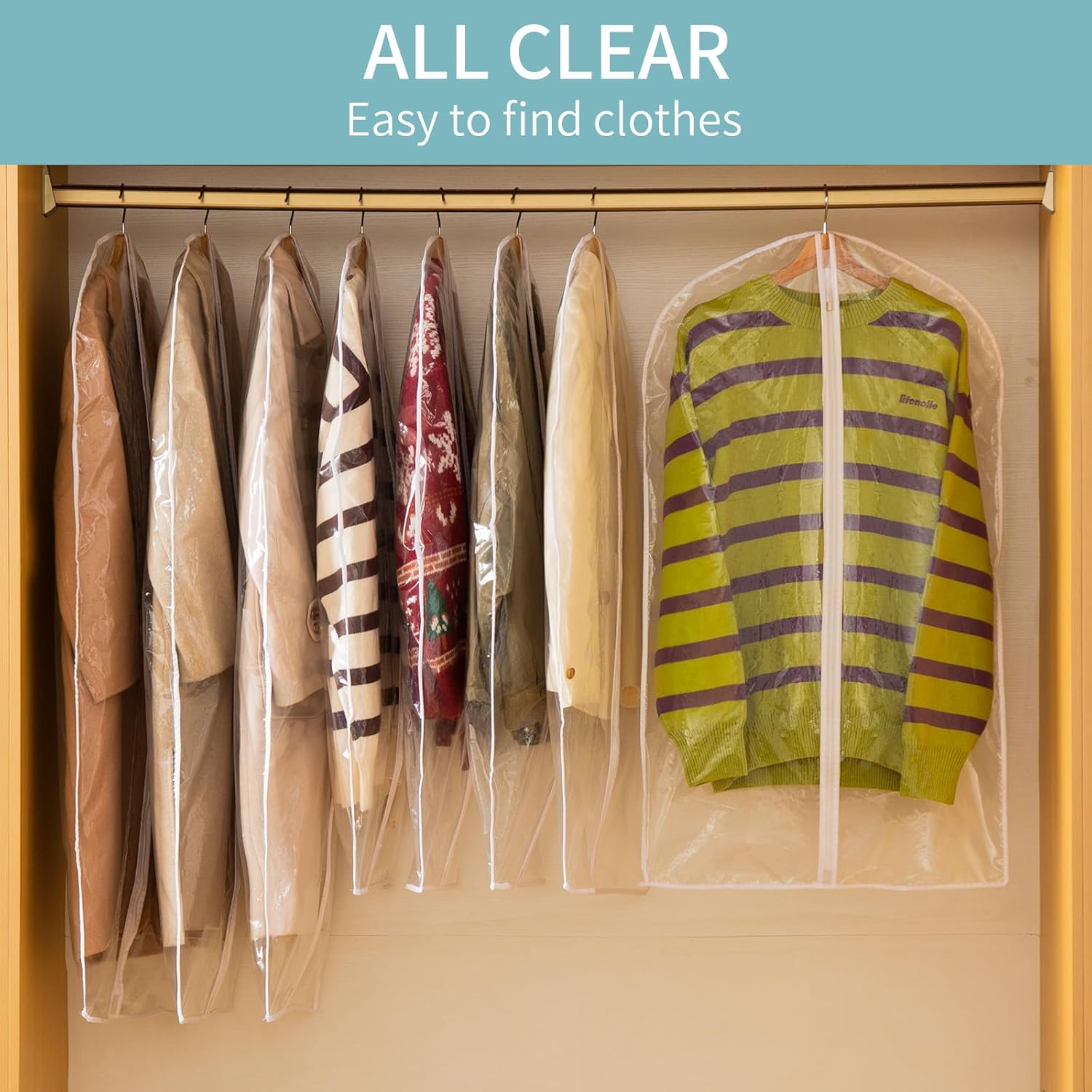 All Clear Garment Bags for Hanging Clothes, 40
