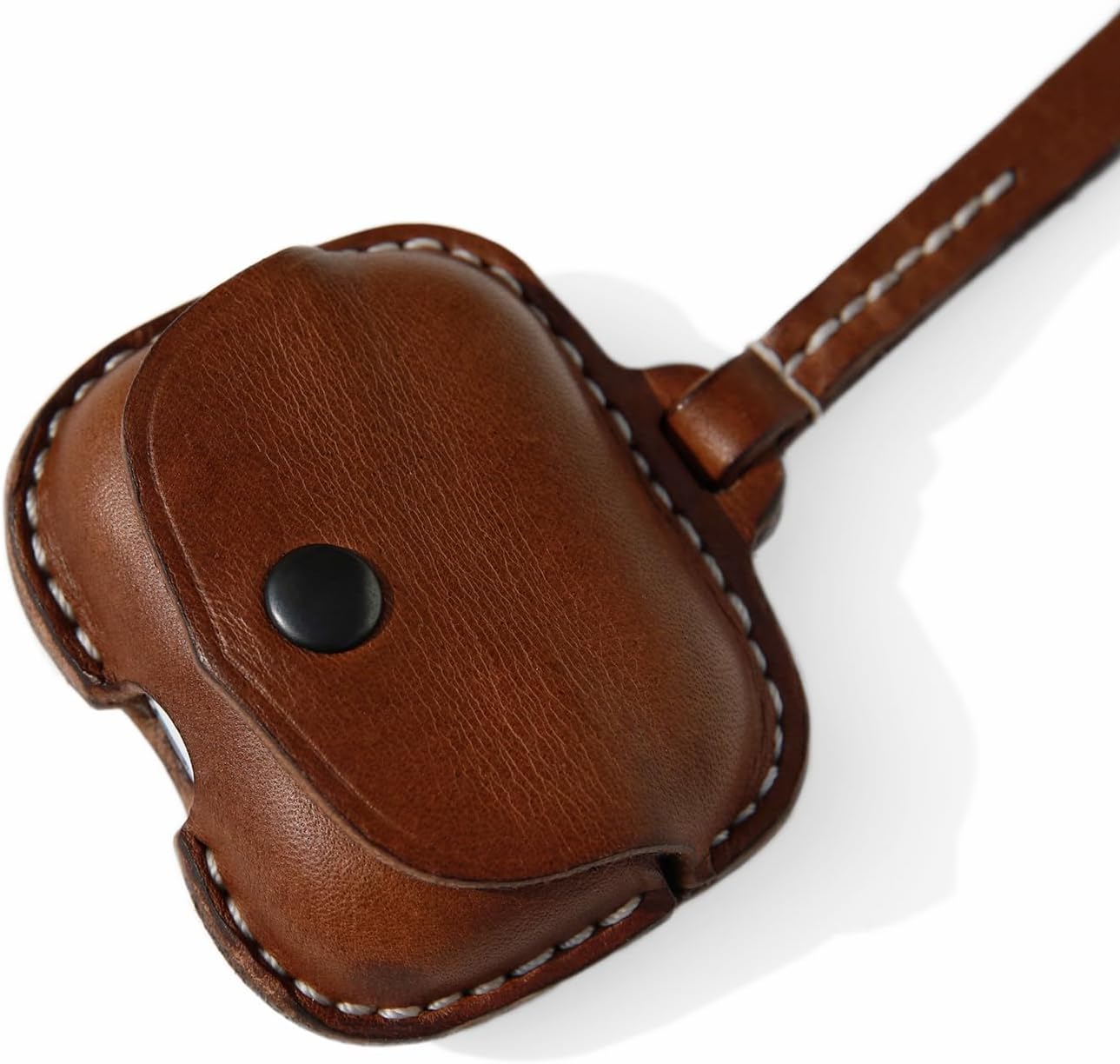 Leather Case Cover Earbud Case Strap String Compatible with Wireless Charging Case Brown - Image 1