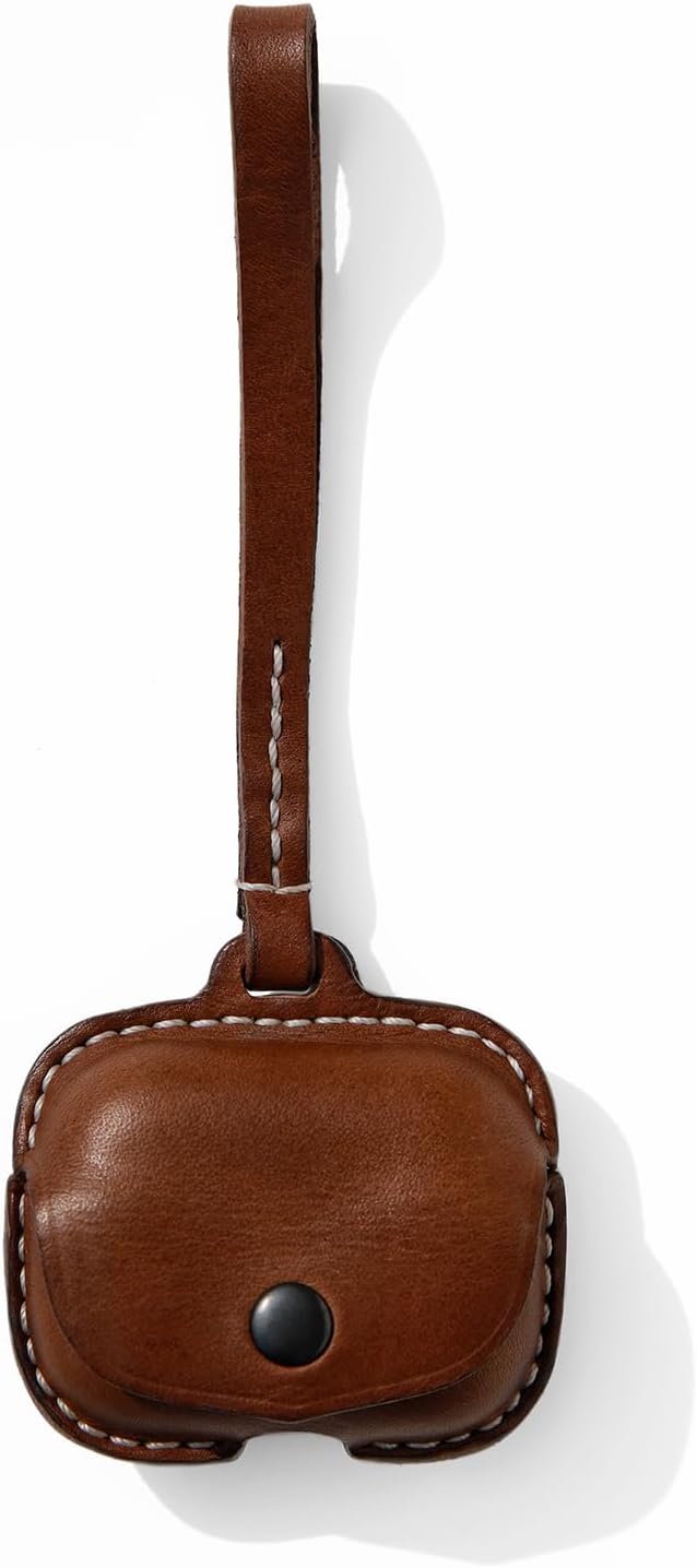 Leather Case Cover Earbud Case Strap String Compatible with Wireless Charging Case Brown - Image 6