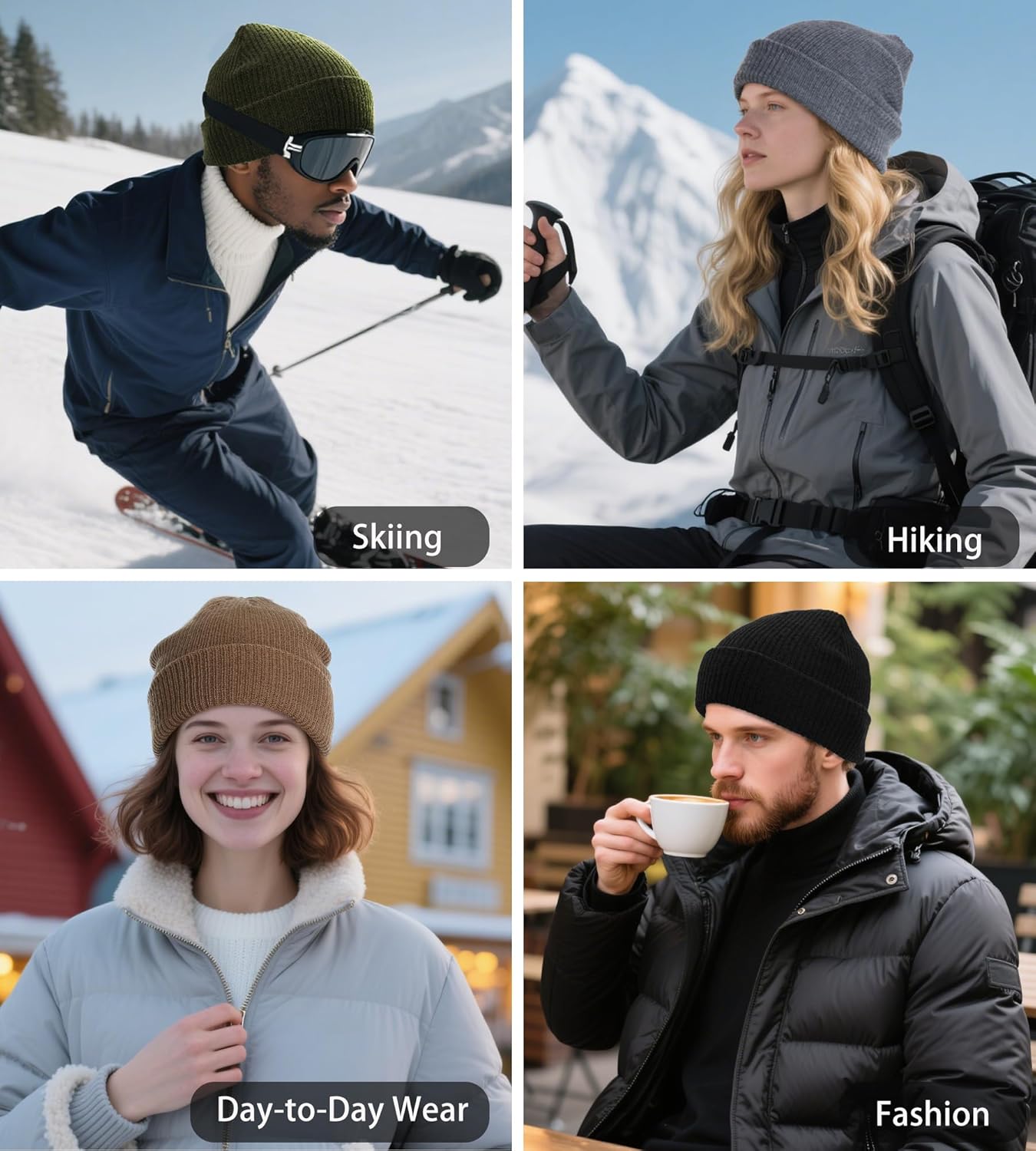 100% Merino Wool Beanie Hat for Women Men, Cuffed Knit Warm Winter Hats,Slouchy Beanies Fisherman Skull Cap Watch Caps - Image 5