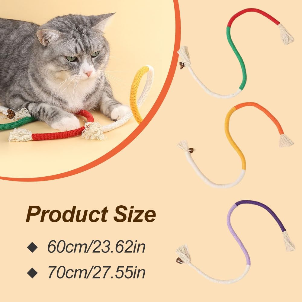 6Pcs Rope Cat Chew Toys, Multi-Color Interactive Cat Toy for 28 Inches, Safe Teeth Cleaning Toy for All Breeds (Style A) - Image 2