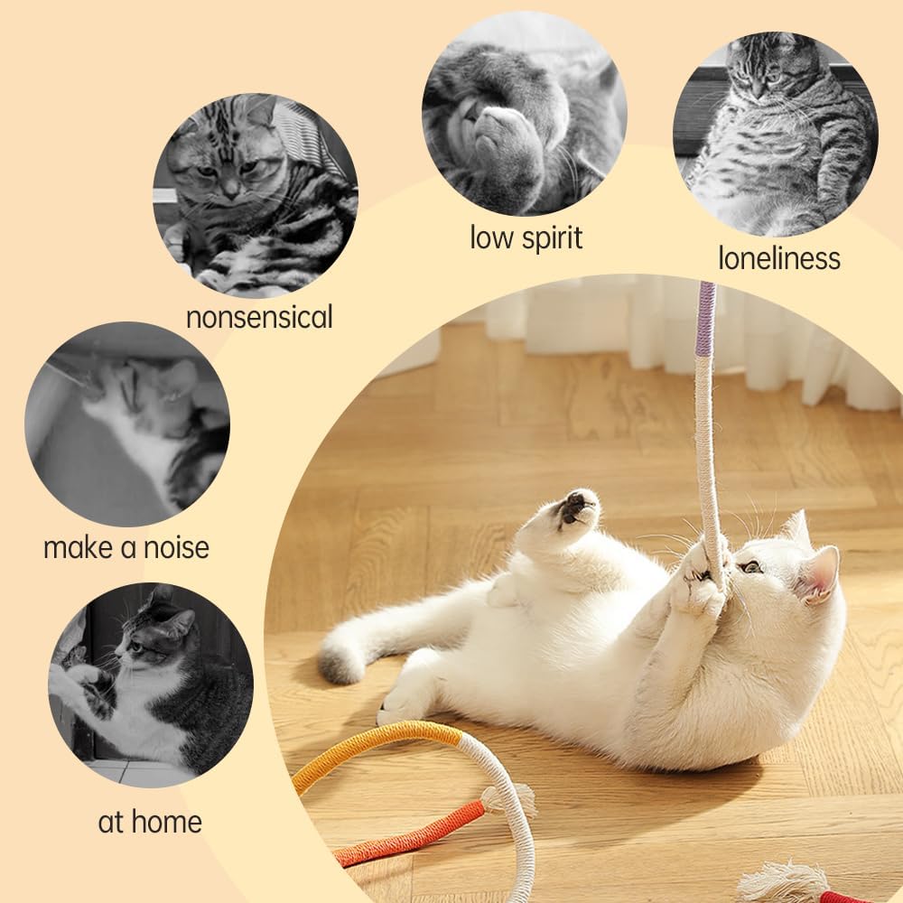 6Pcs Rope Cat Chew Toys, Multi-Color Interactive Cat Toy for 28 Inches, Safe Teeth Cleaning Toy for All Breeds (Style A) - Image 6