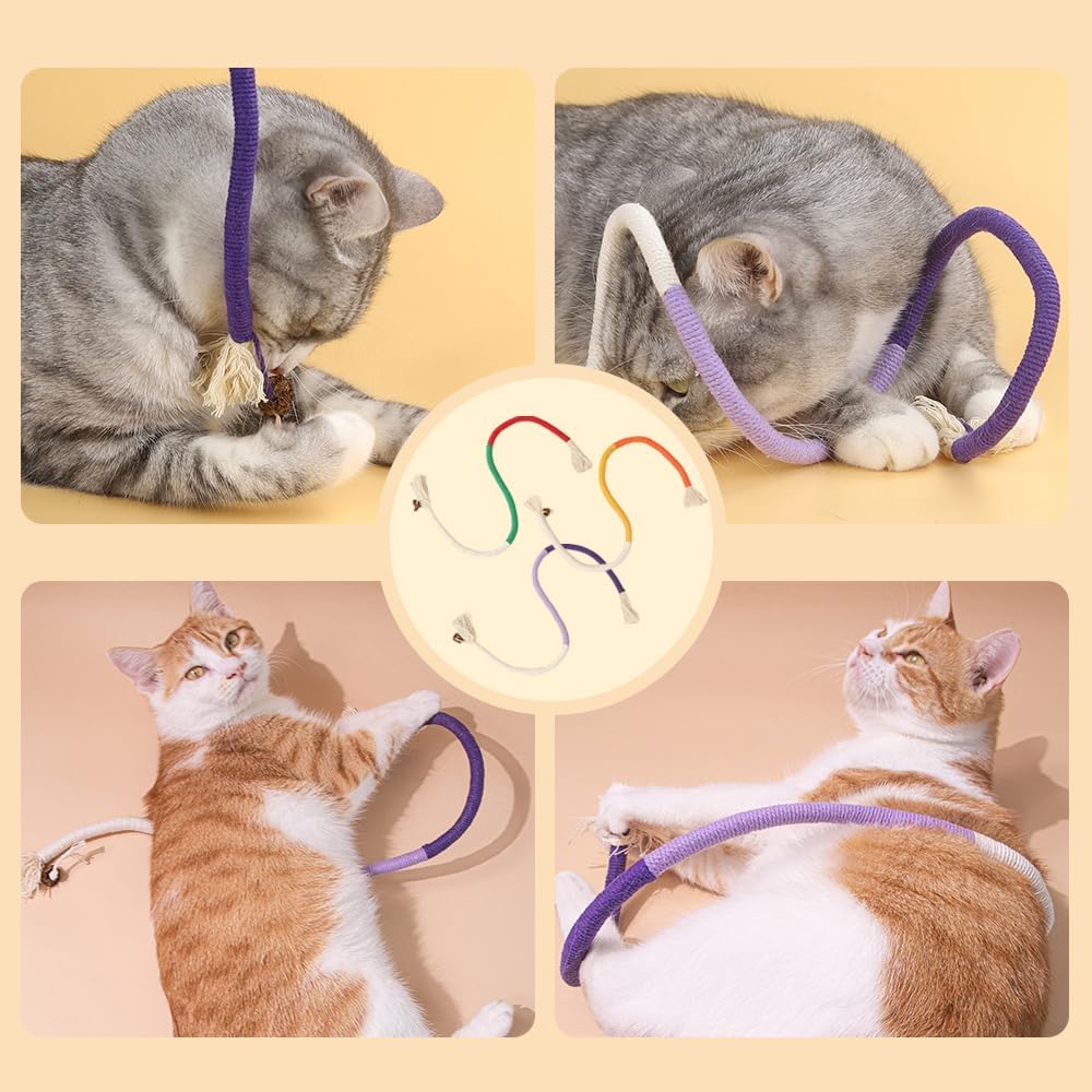 6Pcs Rope Cat Chew Toys, Multi-Color Interactive Cat Toy for 28 Inches, Safe Teeth Cleaning Toy for All Breeds (Style A) - Image 7