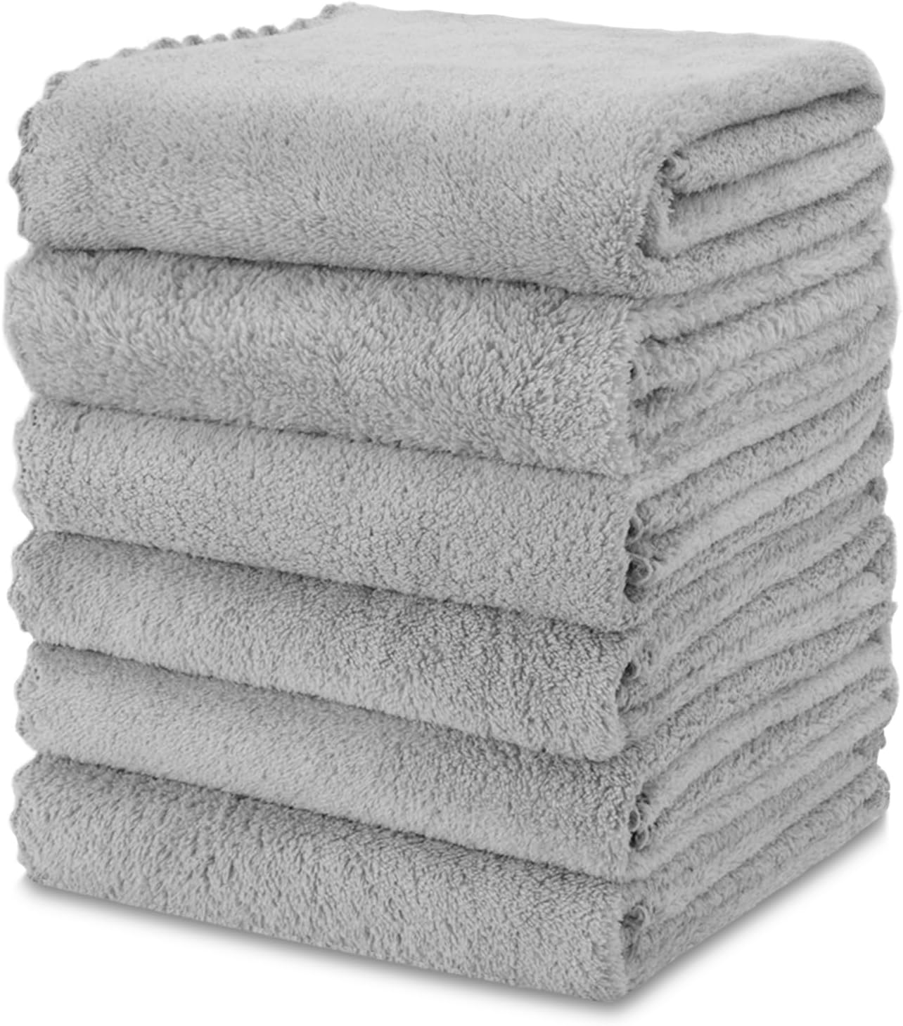 Kitchen Cloth Dish Towels, 13x28 Inches Premium Dishcloths, Super Absorbent Coral Velvet Microfiber Cleaning Cloths, Fast Drying Rags for Washing Dishes (13x28-6 Pack, Grey) - Image 1