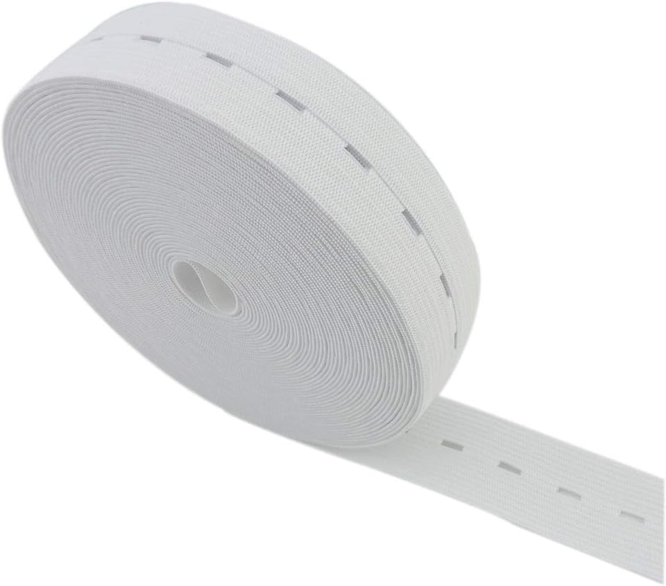 1 Inch by 32 Yard White Buttonhole Elastic Band Heavy Stretch High Elasticity Knit Elastic Band - Image 2