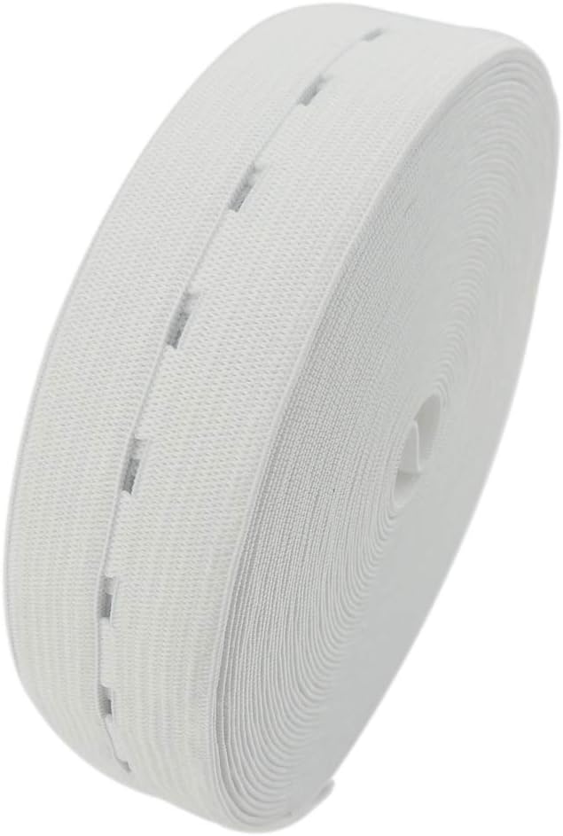 1 Inch by 32 Yard White Buttonhole Elastic Band Heavy Stretch High Elasticity Knit Elastic Band - Image 3