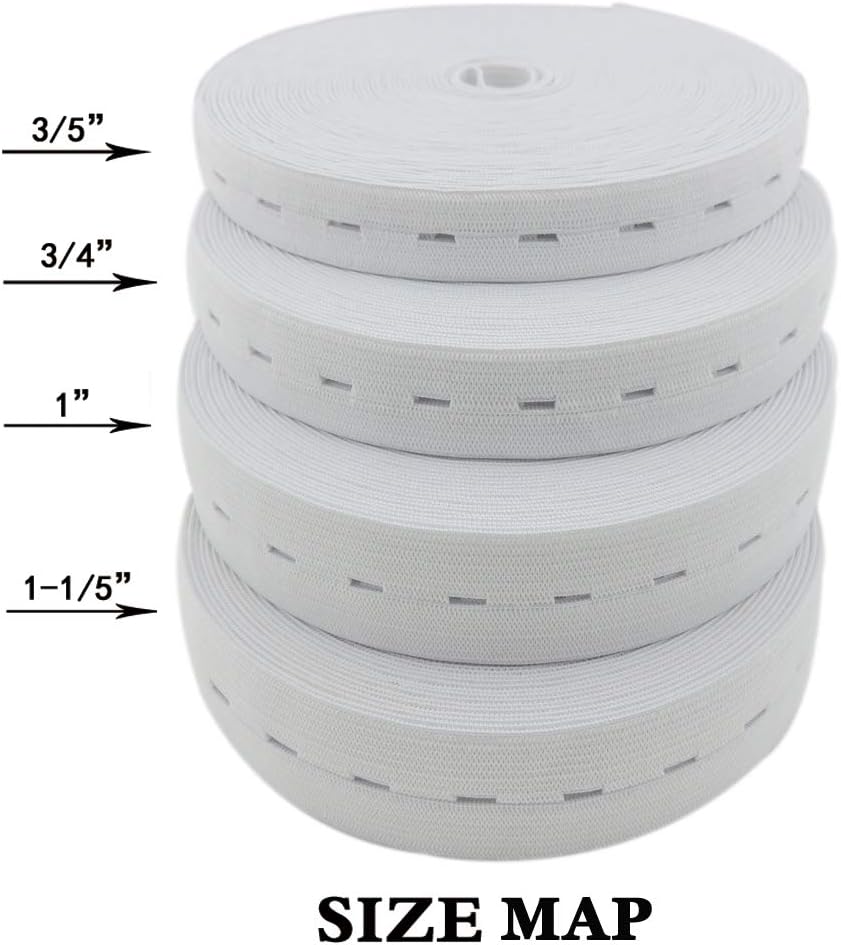 1 Inch by 32 Yard White Buttonhole Elastic Band Heavy Stretch High Elasticity Knit Elastic Band - Image 4
