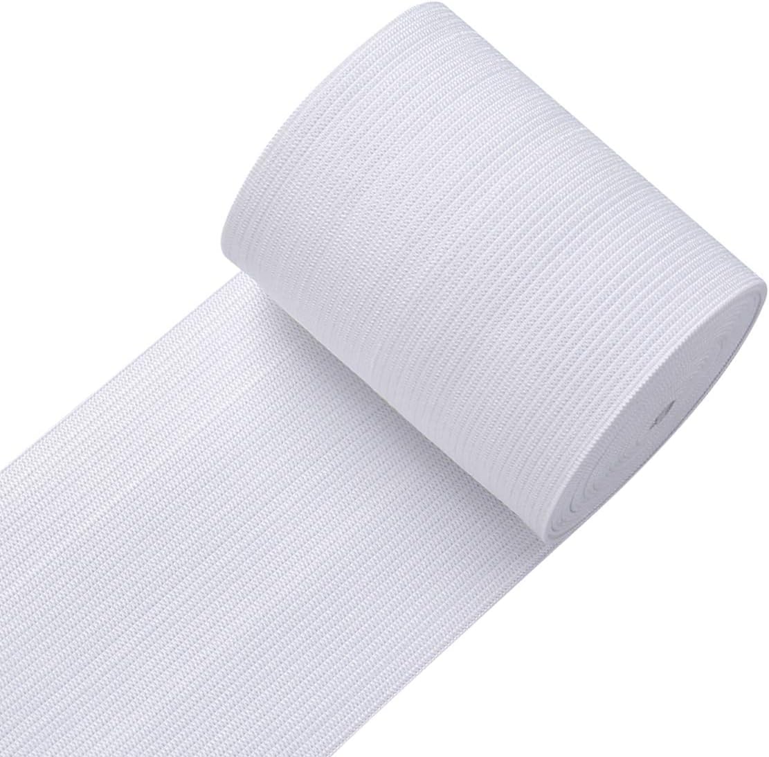 Knit Elastic Bands for Sewing White Heavy Stretch High Elasticity Flat Elastic Cord 3 Inch Wide Braided Elastic Spool 10 Yard - Image 1