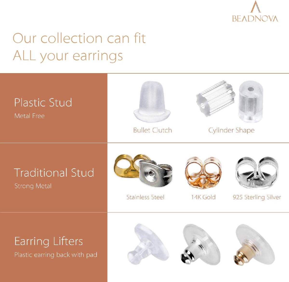 14K Gold 925 Sterling Silver Earring Backs Pierced Earring Backing Hypoallergenic Butterfly Ear Stud Backs for Studs (6 pcs 14K Gold, 6 pcs 925 Sterling Silver) - Image 3