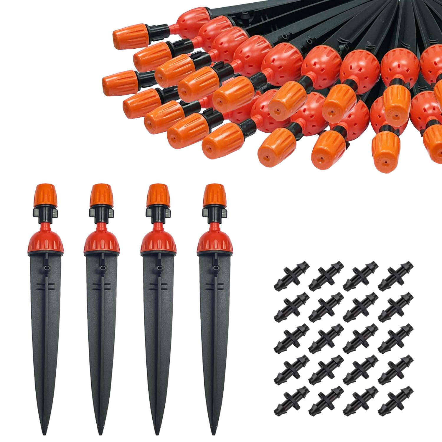 Irrigation Drippers 30pcs Drip Emitters for 1/4 Inch with Straight Coupling 360 Degree Micro Sprinkler Adjtable Drip Irrigation Heads Drippers for Garden Patio Lawn - Image 1