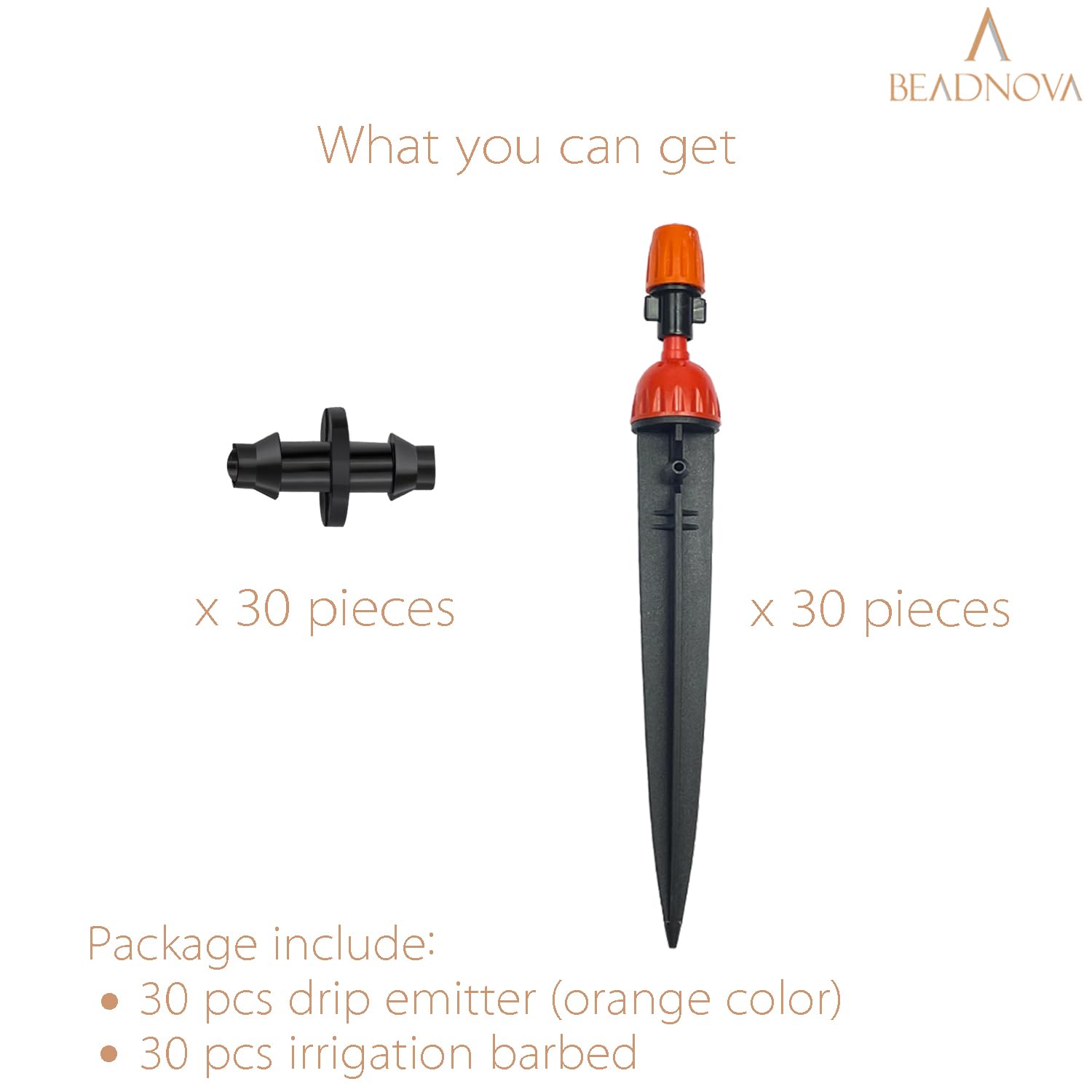 Irrigation Drippers 30pcs Drip Emitters for 1/4 Inch with Straight Coupling 360 Degree Micro Sprinkler Adjtable Drip Irrigation Heads Drippers for Garden Patio Lawn - Image 3
