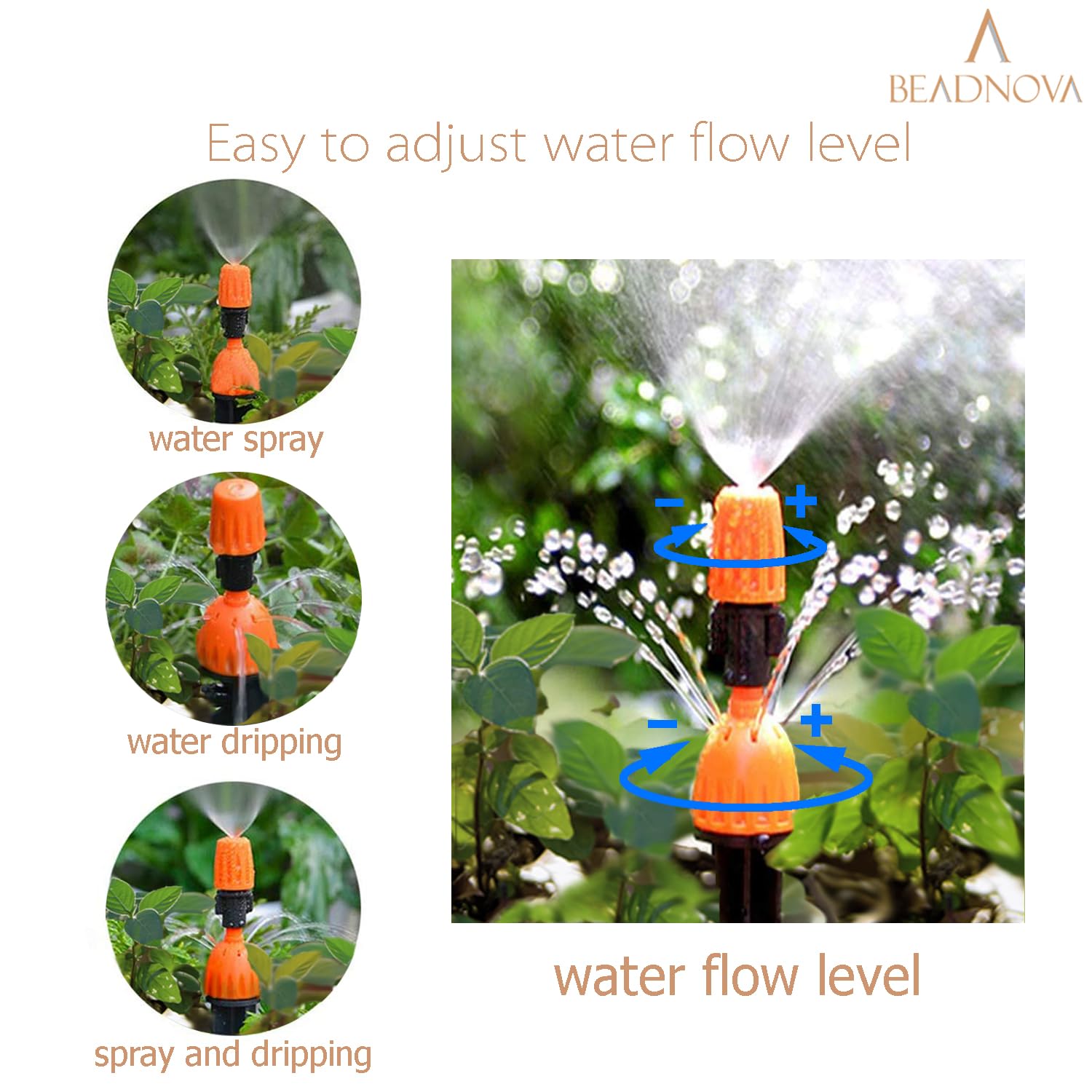 Irrigation Drippers 30pcs Drip Emitters for 1/4 Inch with Straight Coupling 360 Degree Micro Sprinkler Adjtable Drip Irrigation Heads Drippers for Garden Patio Lawn - Image 4