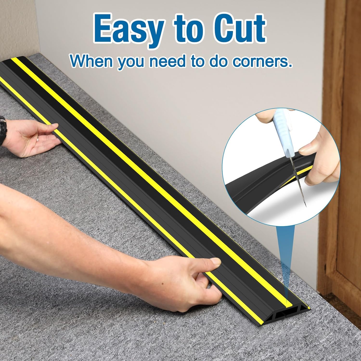 10 ft Floor Cable Cover Protector, Heavy Duty PVC Duct Easy to Unroll, Prevent Trip Hazard for Home Office or Outdoor Settings - Image 4