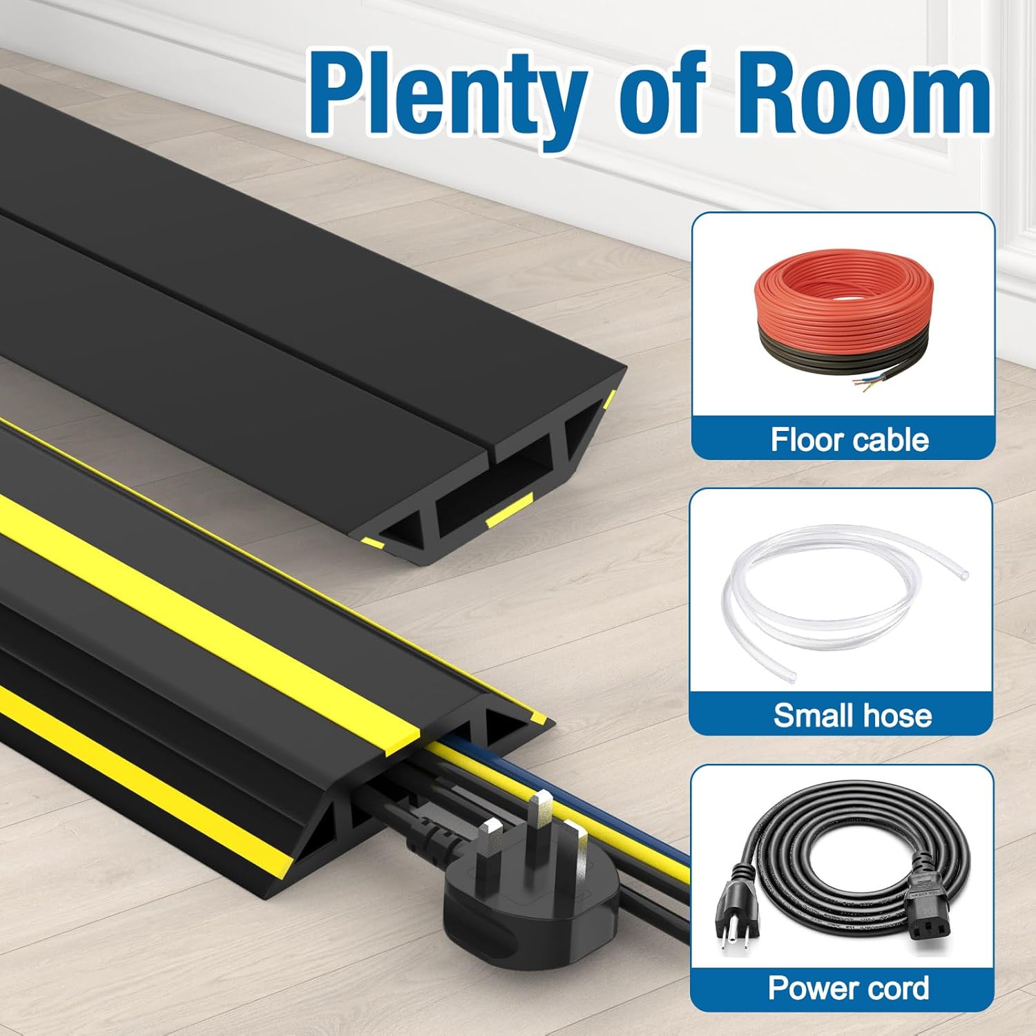 10 ft Floor Cable Cover Protector, Heavy Duty PVC Duct Easy to Unroll, Prevent Trip Hazard for Home Office or Outdoor Settings - Image 7