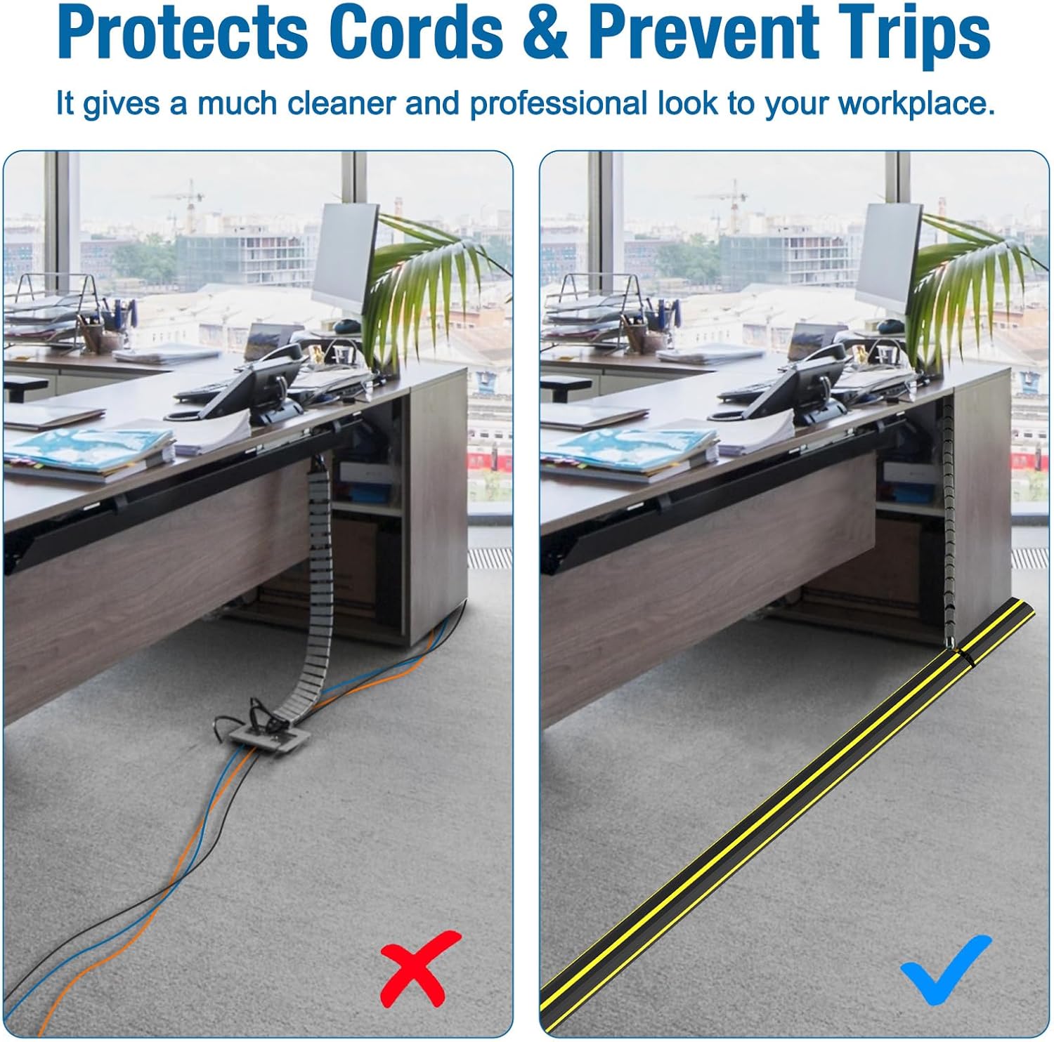 10 ft Floor Cable Cover Protector, Heavy Duty PVC Duct Easy to Unroll, Prevent Trip Hazard for Home Office or Outdoor Settings - Image 8