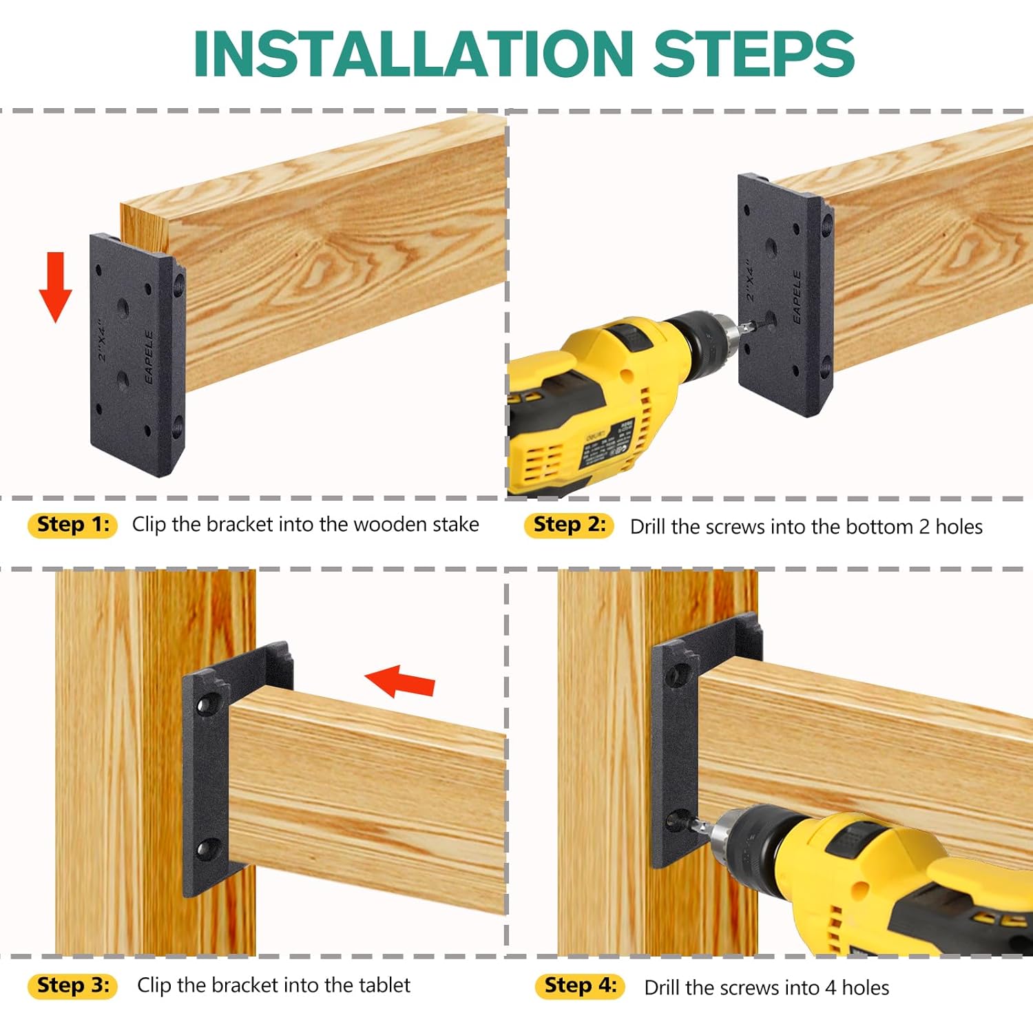 20pcs Deck Railing Brackets Connectors for 2x4 Railing Wood Post with 120pcs Wood Screws - Image 3
