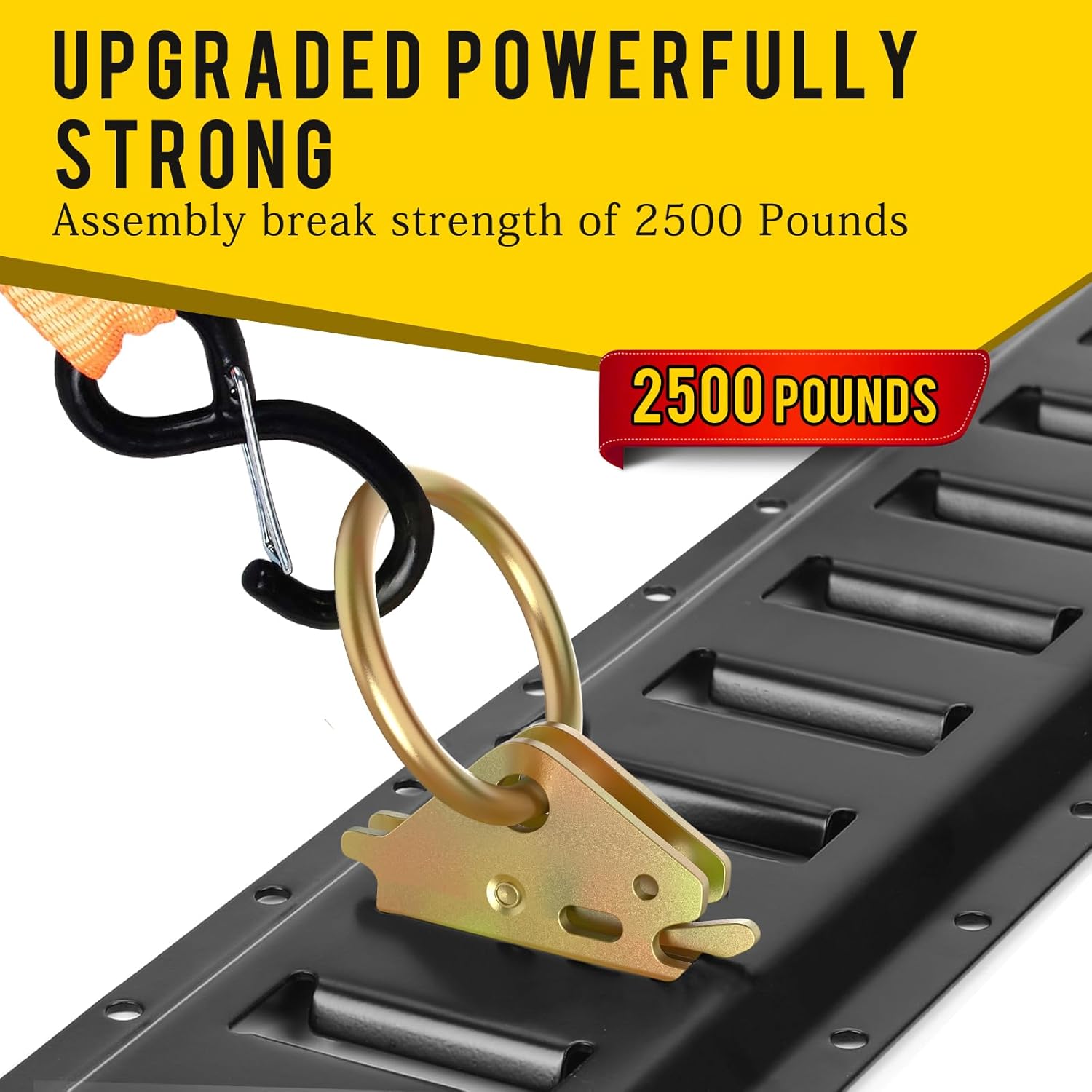 20pcs Steel E-Track O Ring Tie-Down Anchors, Secure Cargo in Enclosed/Flatbed Trailers, Trucks, Load Limit of 1500lb - Image 3