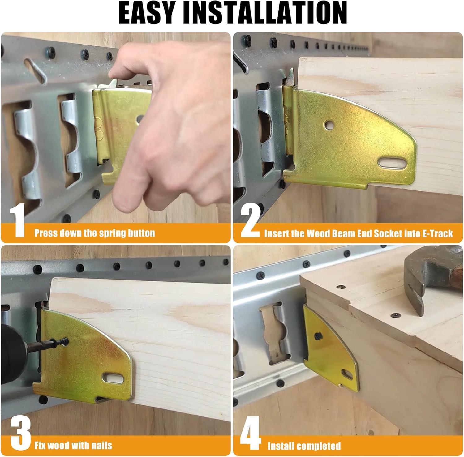 E-Track Wood Beam End Socket Accessories, Zinc-Coated Steel, Fit with 2x4 2x6, Add Removable Load Lock Bars to E-Track Cargo Area (10pcs) - Image 4