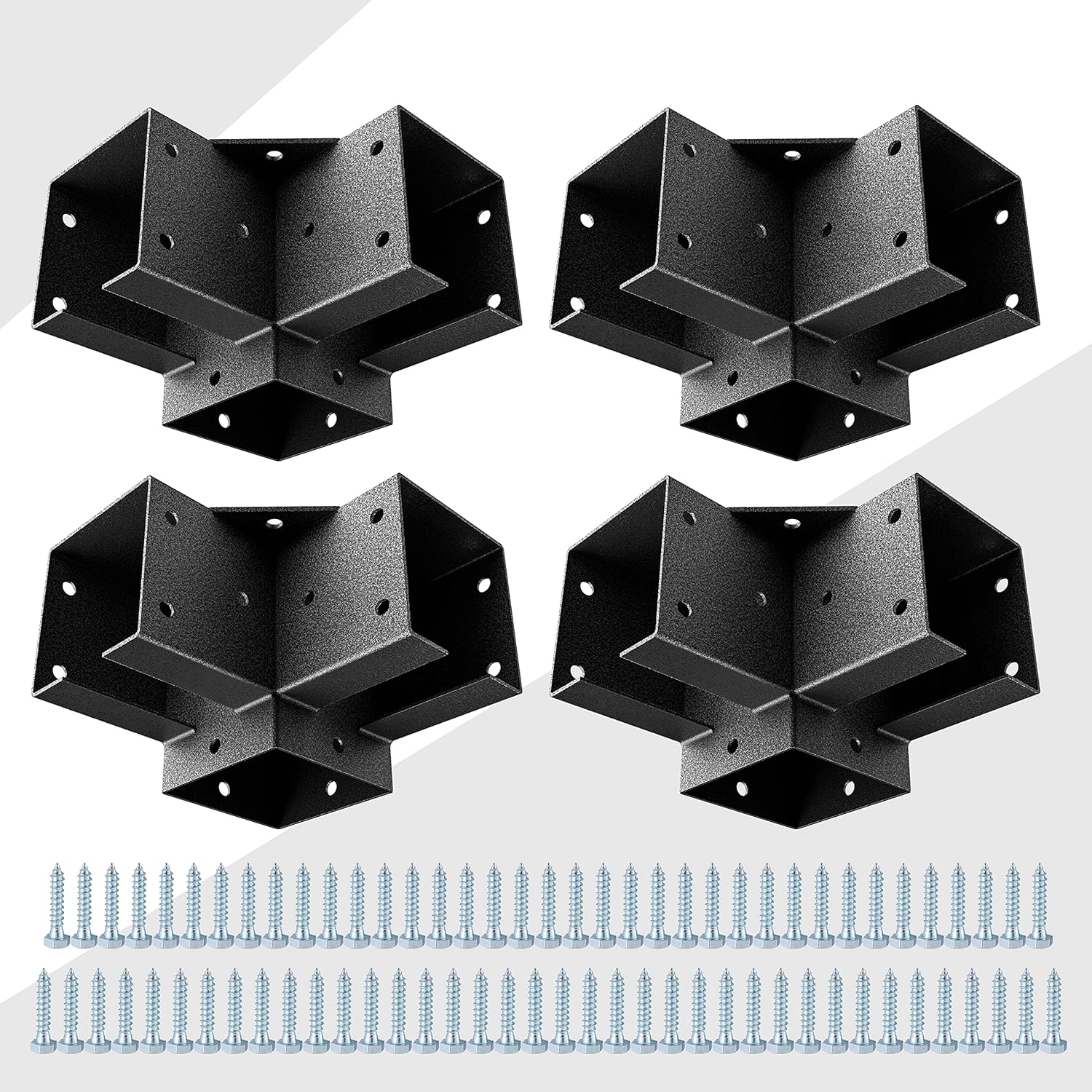 Pergola Kit Corner Brackets for 4x4(3.5inchx3.5inch) Wood Posts, Powder Coated Steel Made, 3-Way 90°Angle for Hunting Blind, Deer Stand - Image 1