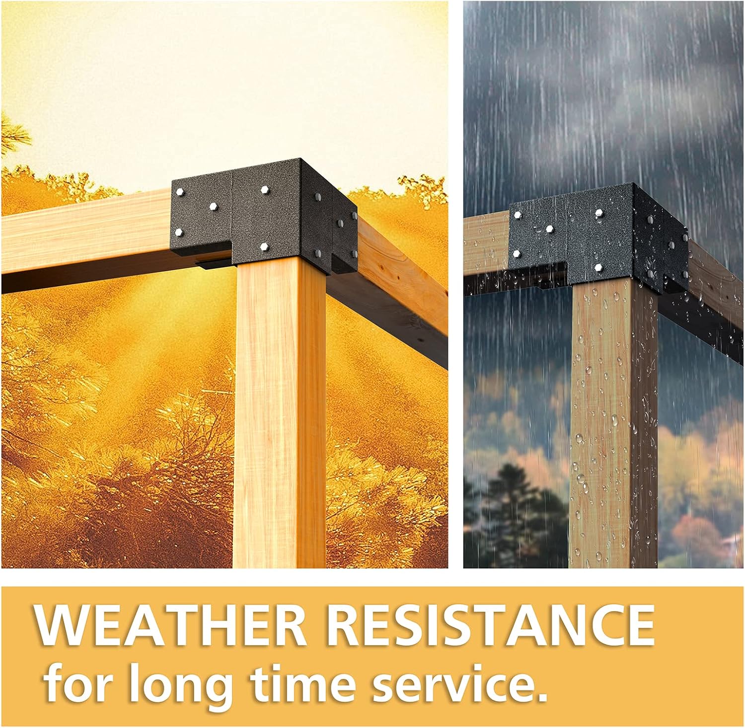 Pergola Kit Corner Brackets for 4x4(3.5inchx3.5inch) Wood Posts, Powder Coated Steel Made, 3-Way 90°Angle for Hunting Blind, Deer Stand - Image 5