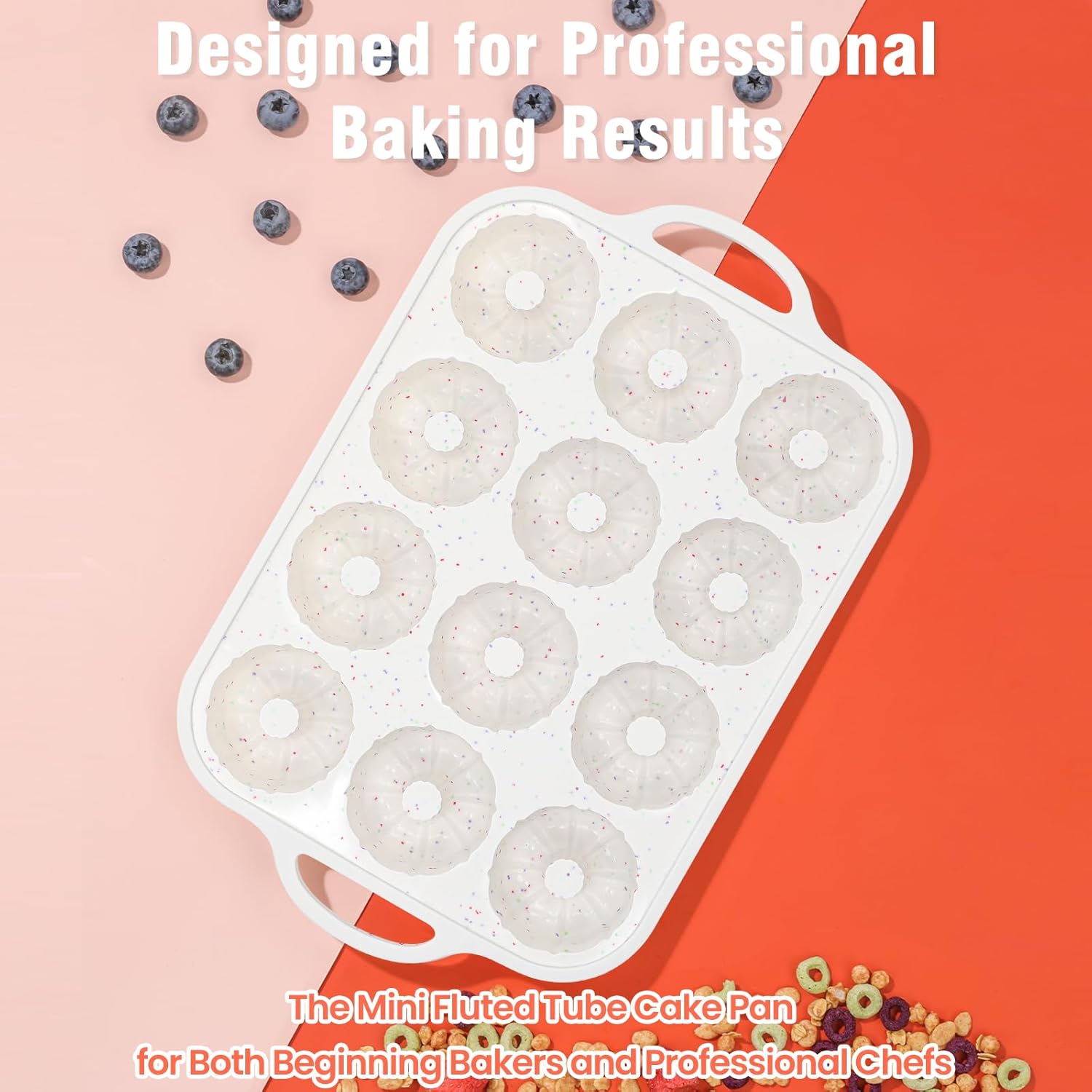 Silicone Mini Fluted Tube Pan with Metal Reinforced Frame, Non-Stick (2PCS), moldes de silicona para gelatina, Small Cake Baking Pan for para chocoflan, Donuts, Cornbread, Brownies, Jellies - Image 2