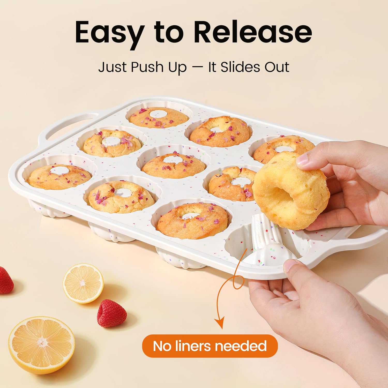 Silicone Mini Fluted Tube Pan with Metal Reinforced Frame, Non-Stick (2PCS), moldes de silicona para gelatina, Small Cake Baking Pan for para chocoflan, Donuts, Cornbread, Brownies, Jellies - Image 3