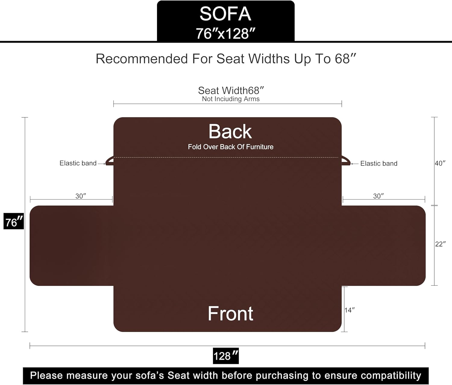 Reversible Sofa Cover Washable Couch Cover for Dogs Friendly with Elastic Straps Water Repellent Furniture Protector for 3 Chion Couch (Sofa, Coffee/Beige) - Image 6