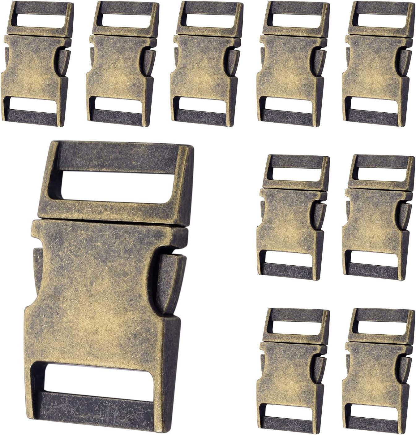 CooBigo 10 Pack Bulk Dog Collar Hardware Metal Buckle 1 inch Webbing Backpack Buckle Replacement Backpack Strap Kit Prong Collar Clip Buckles(Bronze) - Image 1