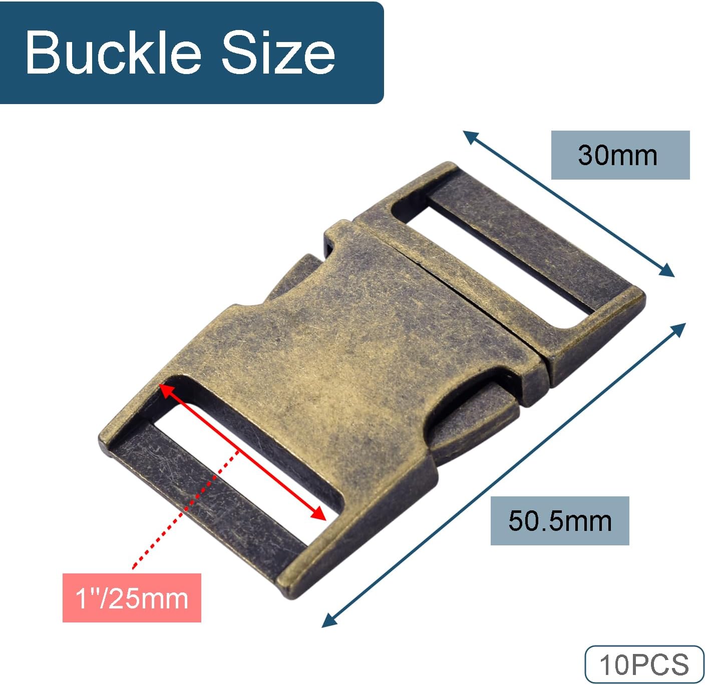 CooBigo 10 Pack Bulk Dog Collar Hardware Metal Buckle 1 inch Webbing Backpack Buckle Replacement Backpack Strap Kit Prong Collar Clip Buckles(Bronze) - Image 2