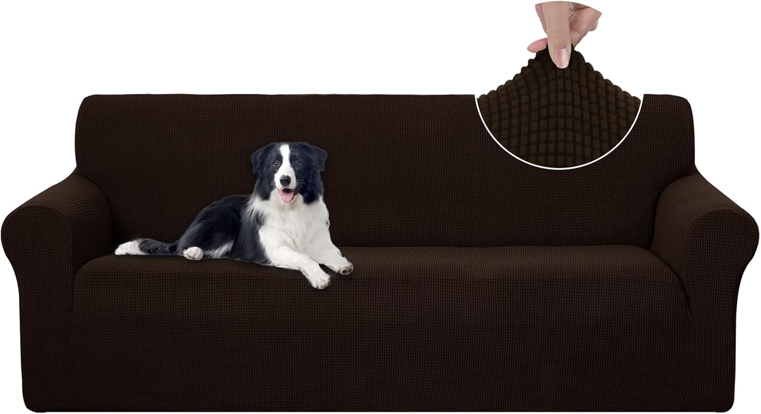Stretch Couch Cover Sofa Cover Washable Sofa Slipcover Furniture Protector for 3 Chion Couch Sofa Pet Friendly(Sofa, Chocolate) - Image 1