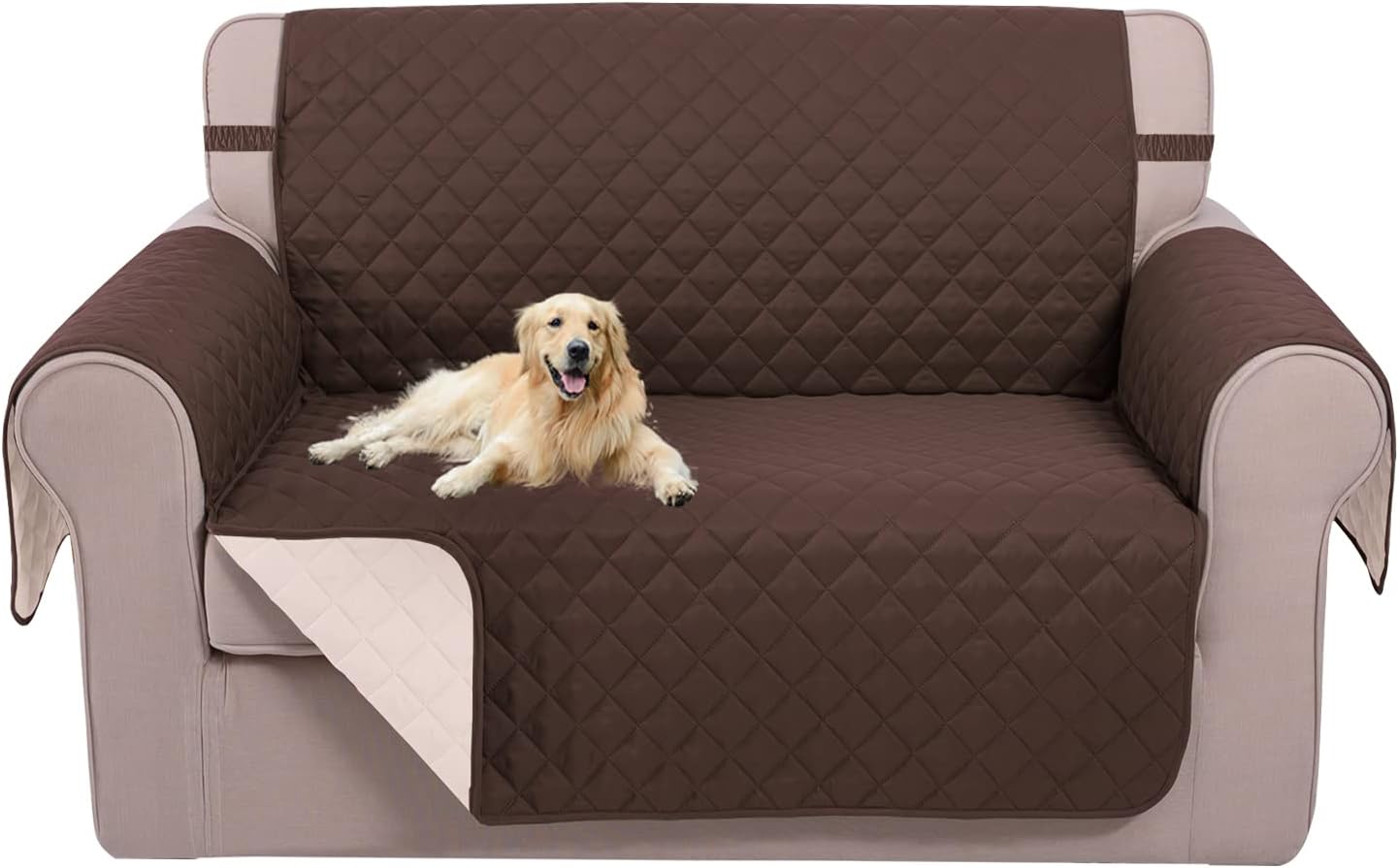 UNICE Home Reversible Sofa Cover Bundle Loveseat Cover(Sofa+Loveseat Small, Coffee) - Image 2