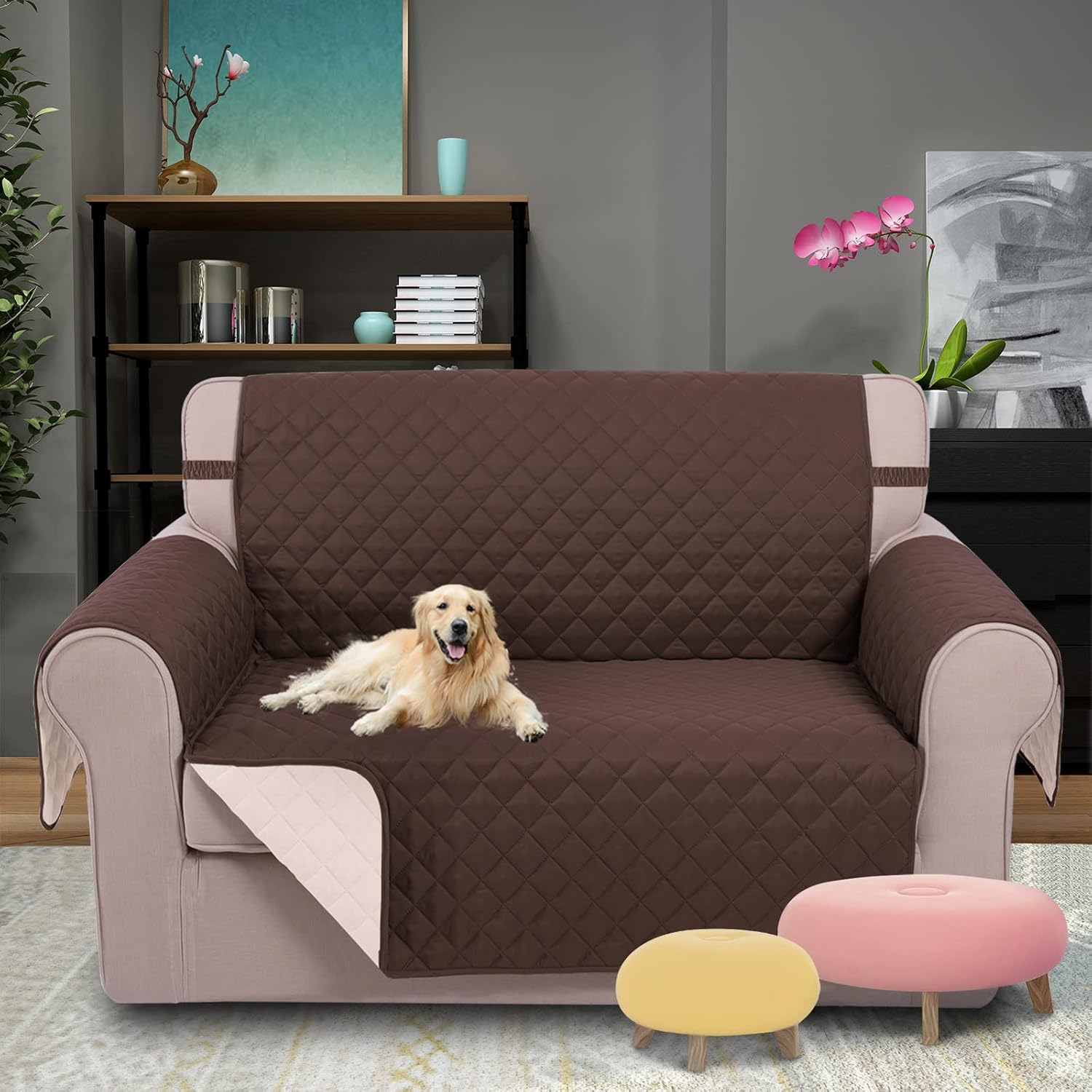 UNICE Home Sofa Cover Bundle Loveseat Cover Chair Cover (Sofa+Loveseat+Chair, Coffee) - Image 3