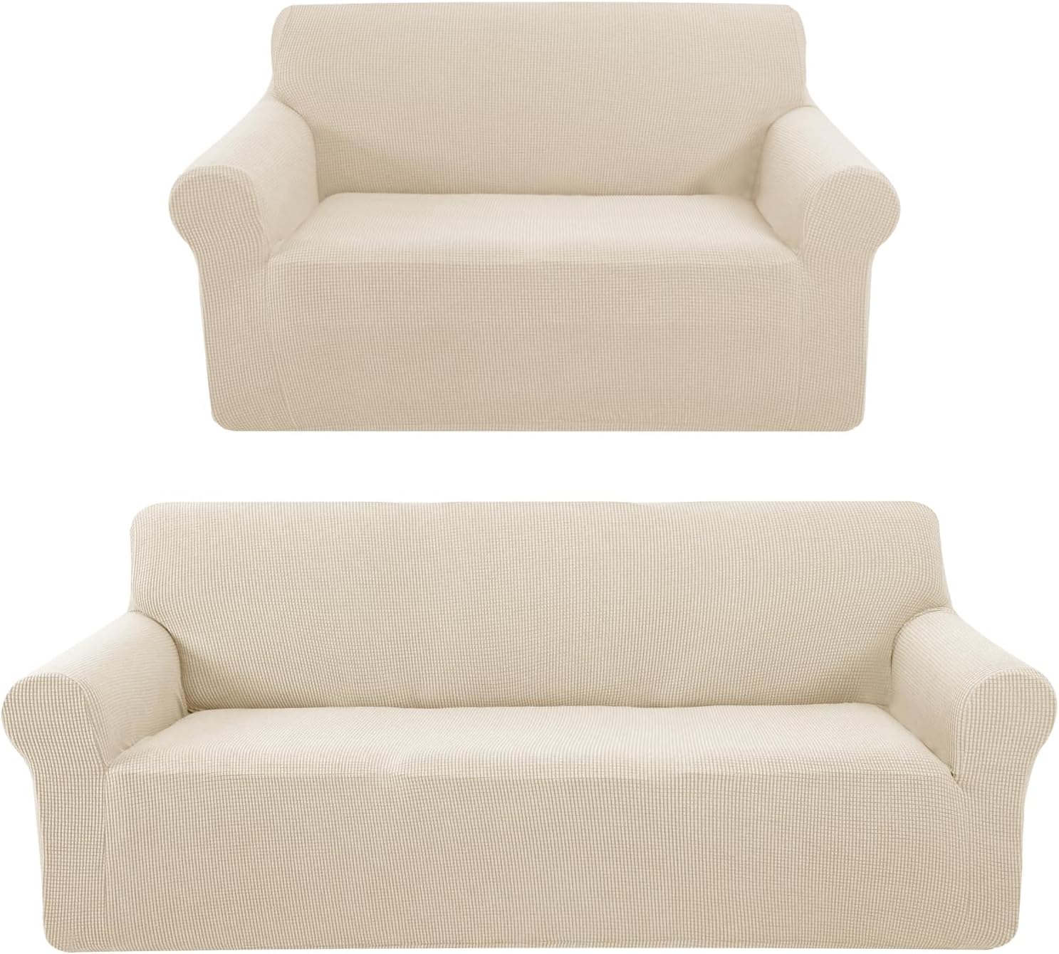 Stretch Couch Cover Sofa Bundles loveseat (Beige) - Image 1