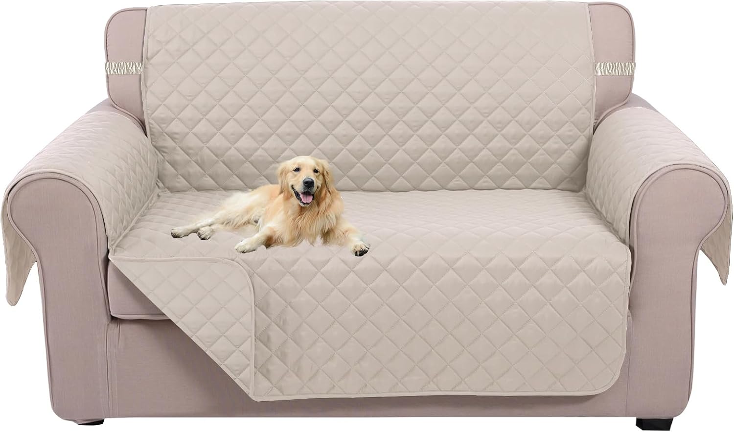 UNICE Home Reversible Sofa Cover Bundle Loveseat Cover(Sofa+Loveseat, Beige) - Image 3