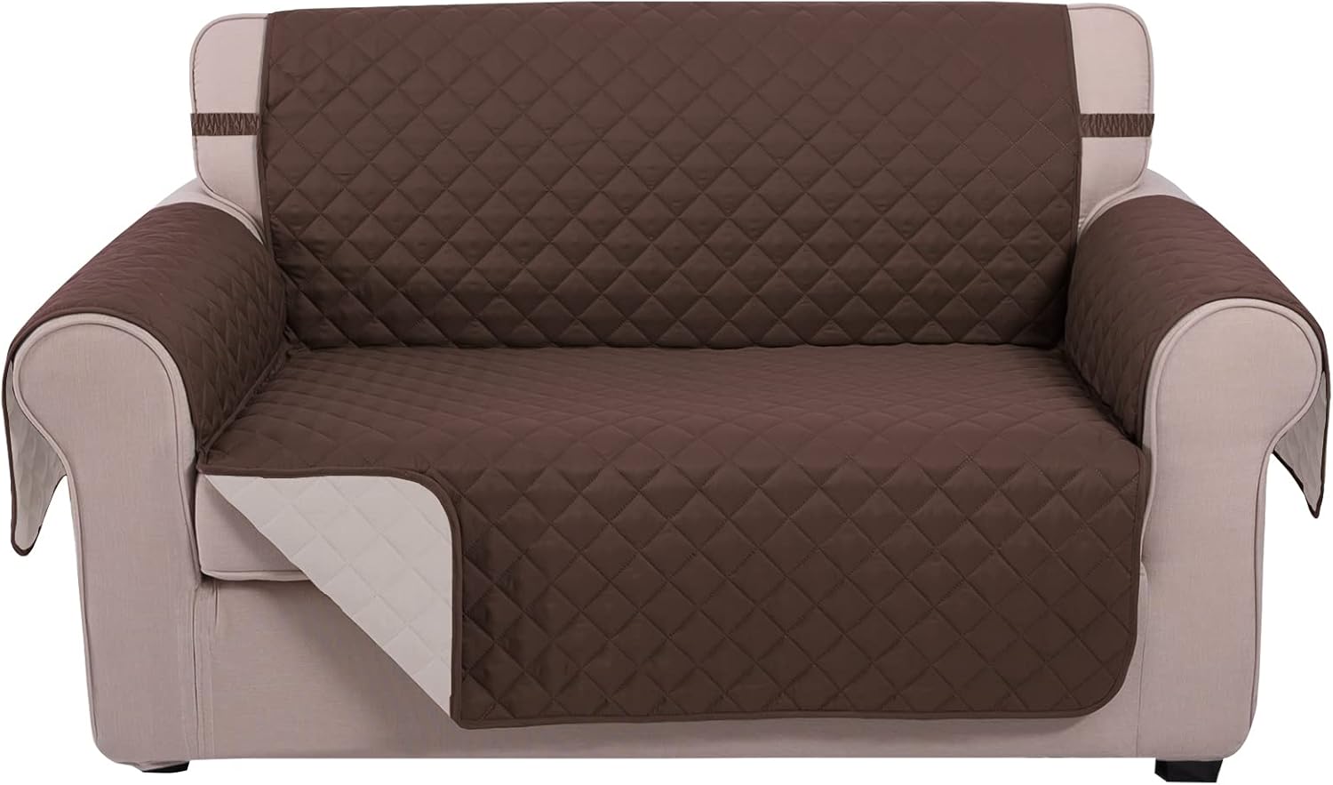 UNICE Home Reversible Loveseat Cover Bundle Oversized Couch Cover(XL Sofa+Loveseat, Coffee) - Image 2