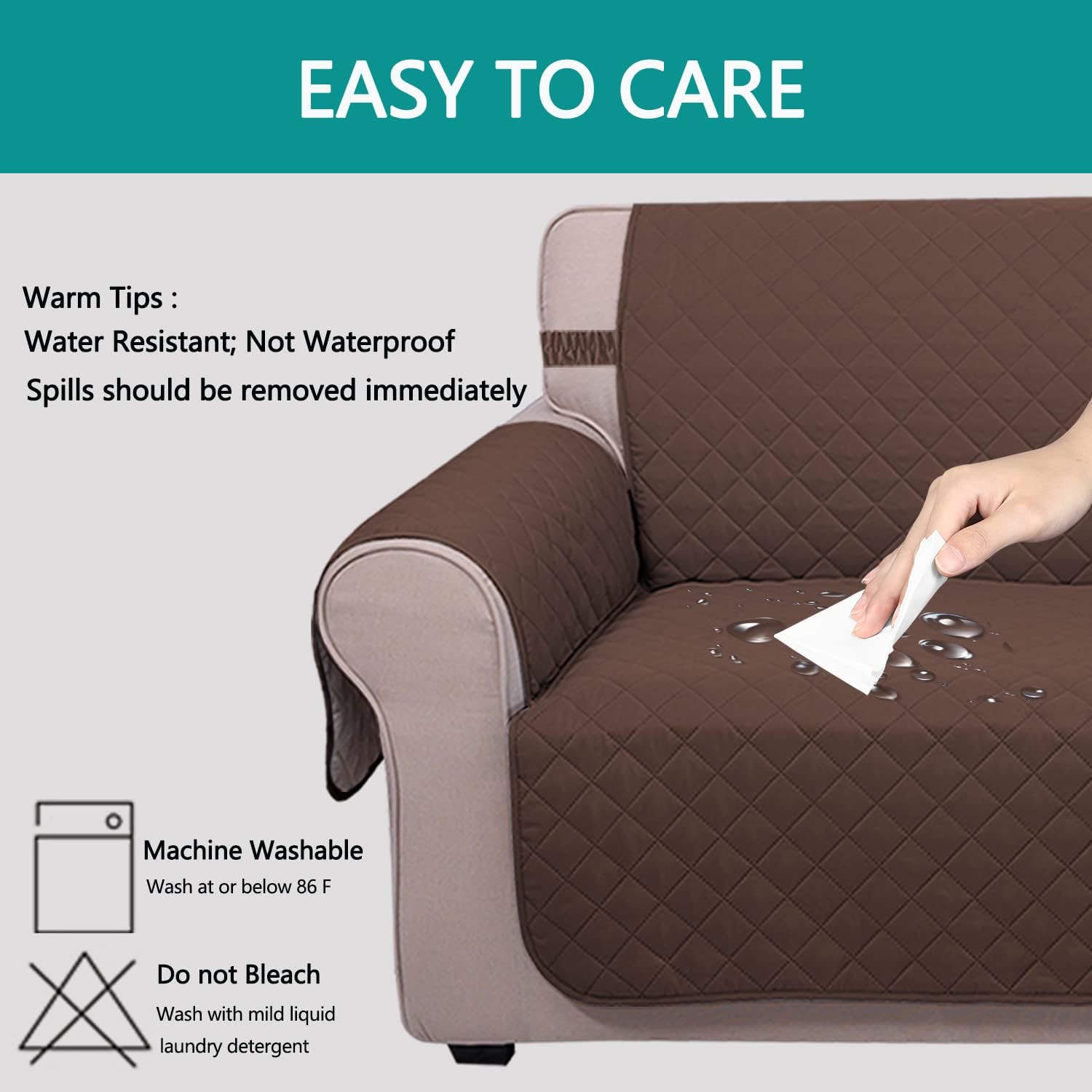 UNICE Home Reversible Sofa Cover Bundle Chair Cover(Sofa+Chair, Coffee) - Image 6