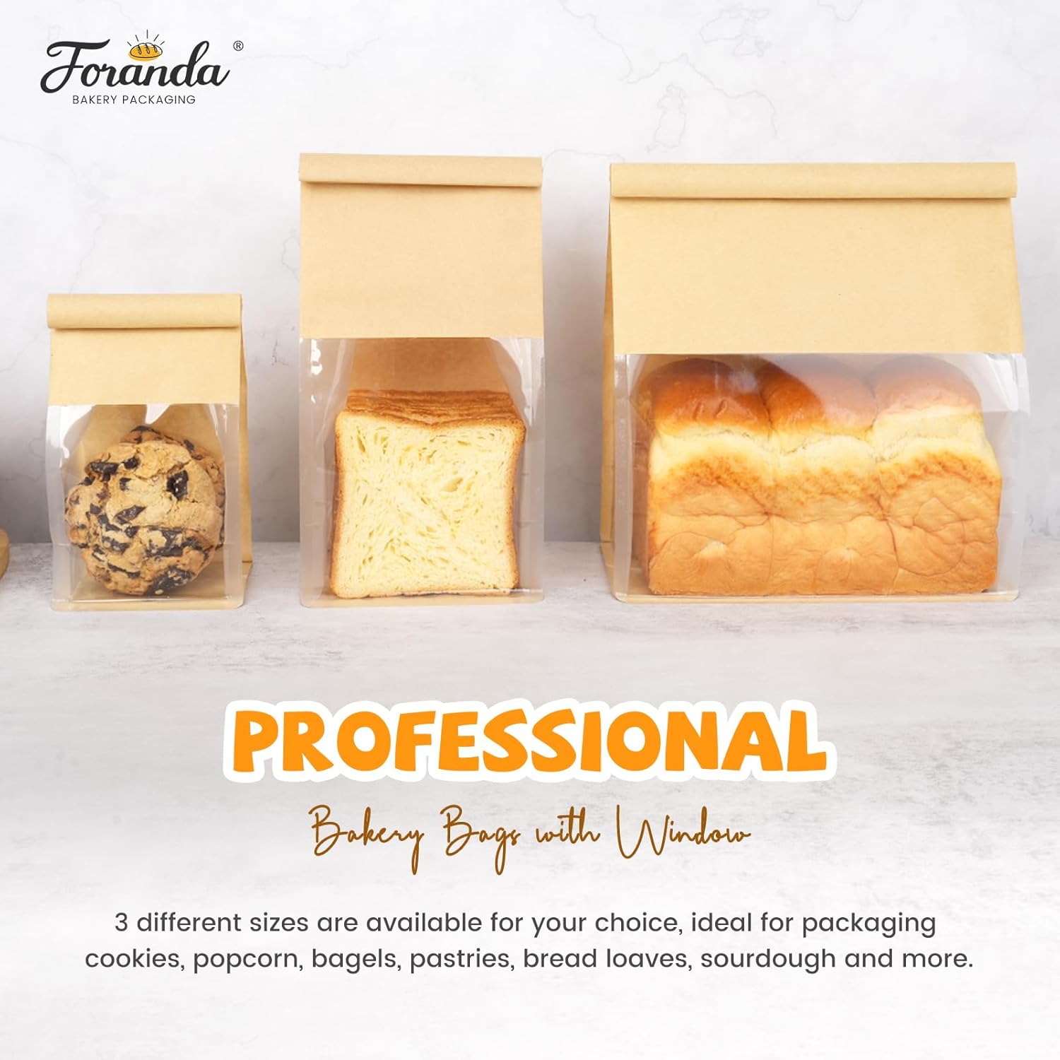 50 Pack Bread Bags with Tabs for Homemade Sourdough Bread, 8.7x4.3x11 Inches Tin Tie Tab Lock Large Paper Bakery Packaging Bags with Window for Gifting & Bake Sale | Thick Material, Grease Resistant, Self Standing - Image 5