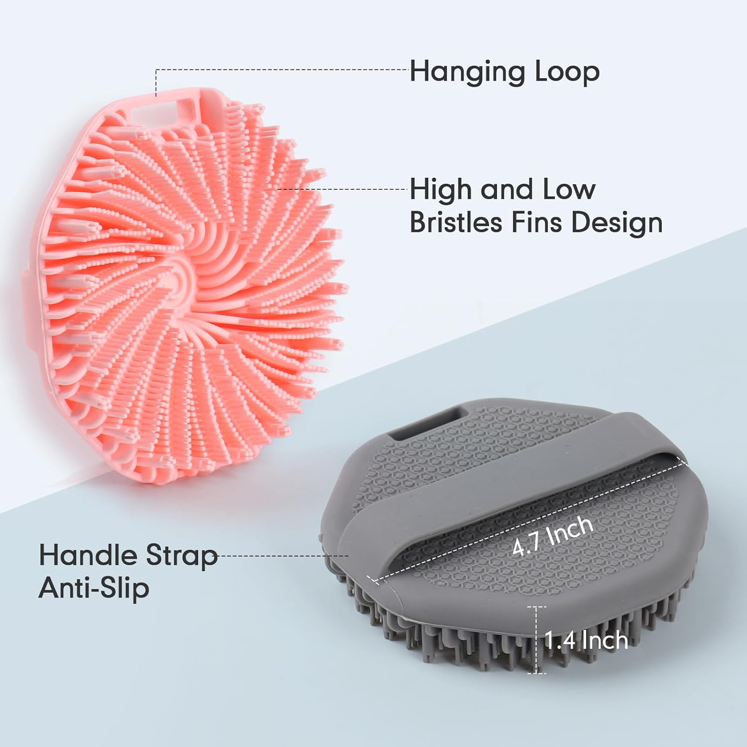 Silicone Body Scrubber with Foaming Effect, Food-Grade Safe, Pink, Soft Dense Bristles for Deep Cleansing - Image 4