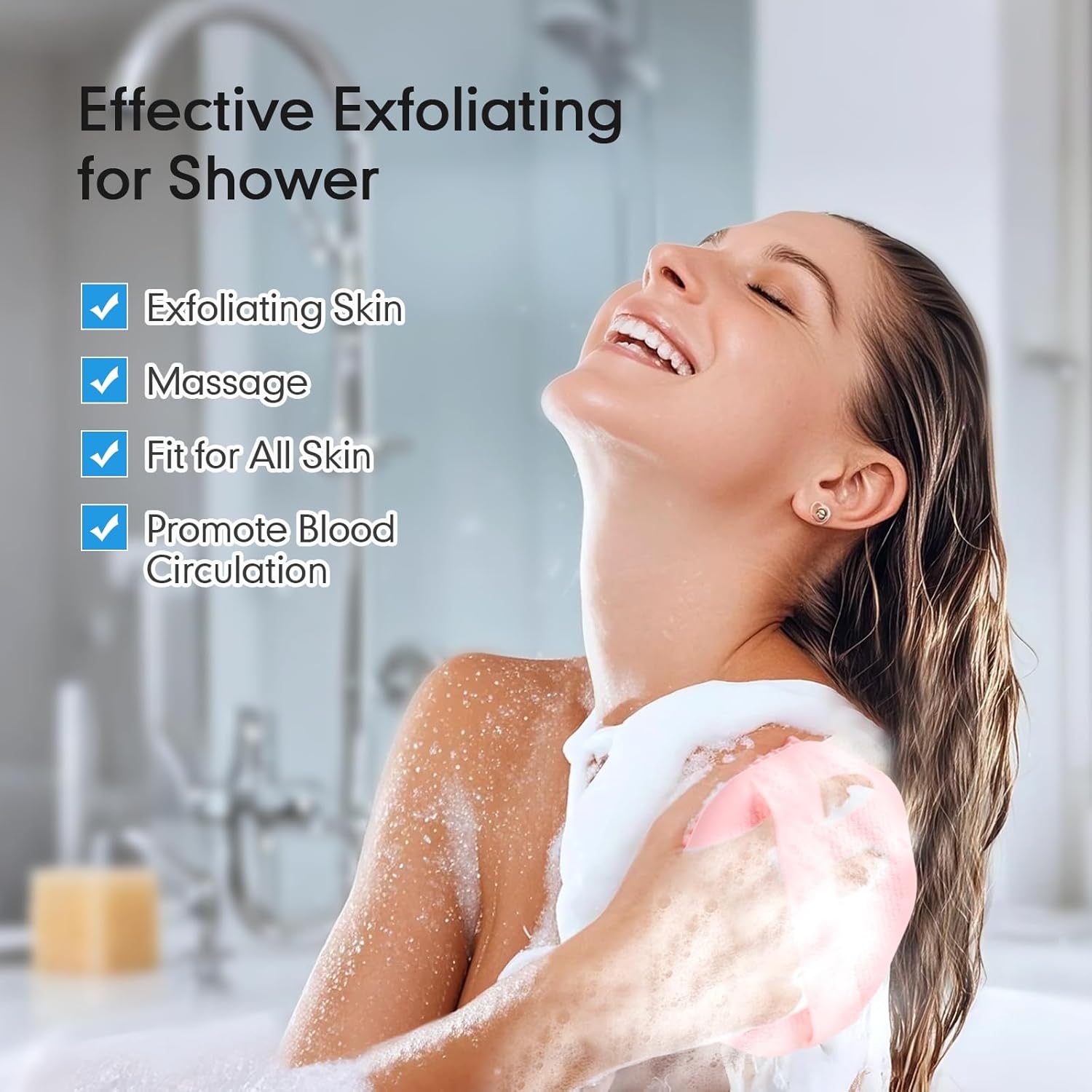Silicone Body Scrubber with Foaming Effect, Food-Grade Safe, Pink, Soft Dense Bristles for Deep Cleansing - Image 5
