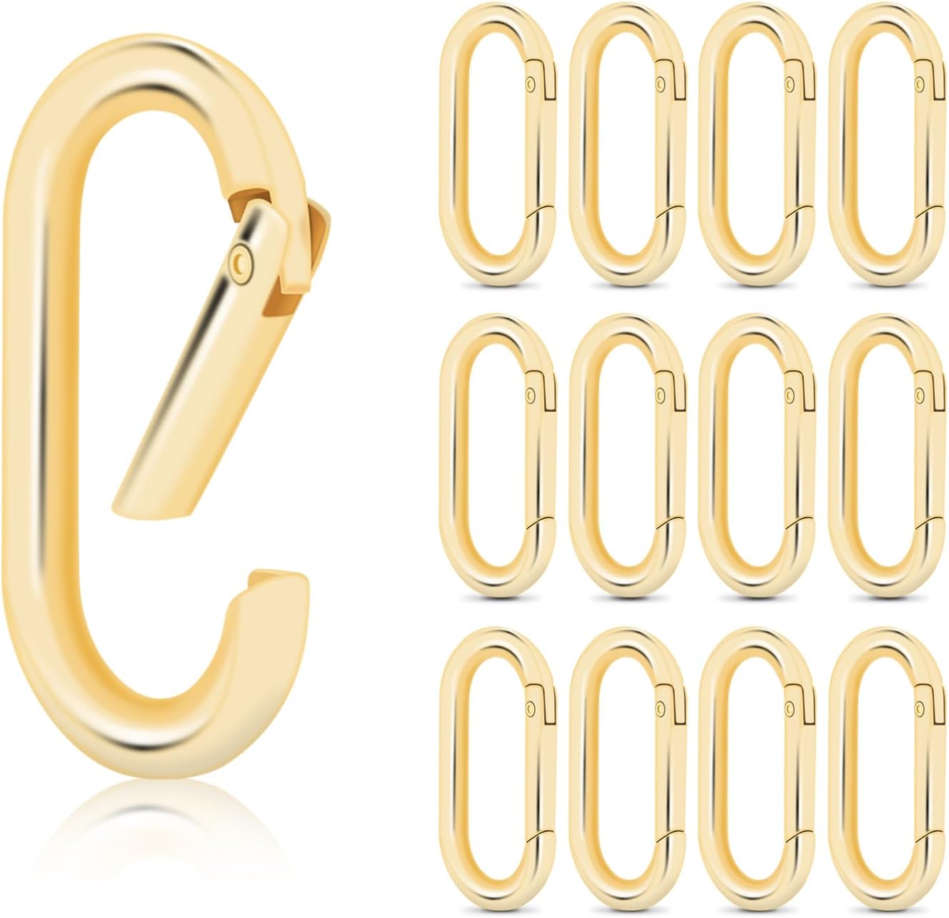 6pcs Gold Carabiner Clips + 10pcs Gold Spring Keychain Clips for Key Chain Purse Starp Dog Tag - Image 1