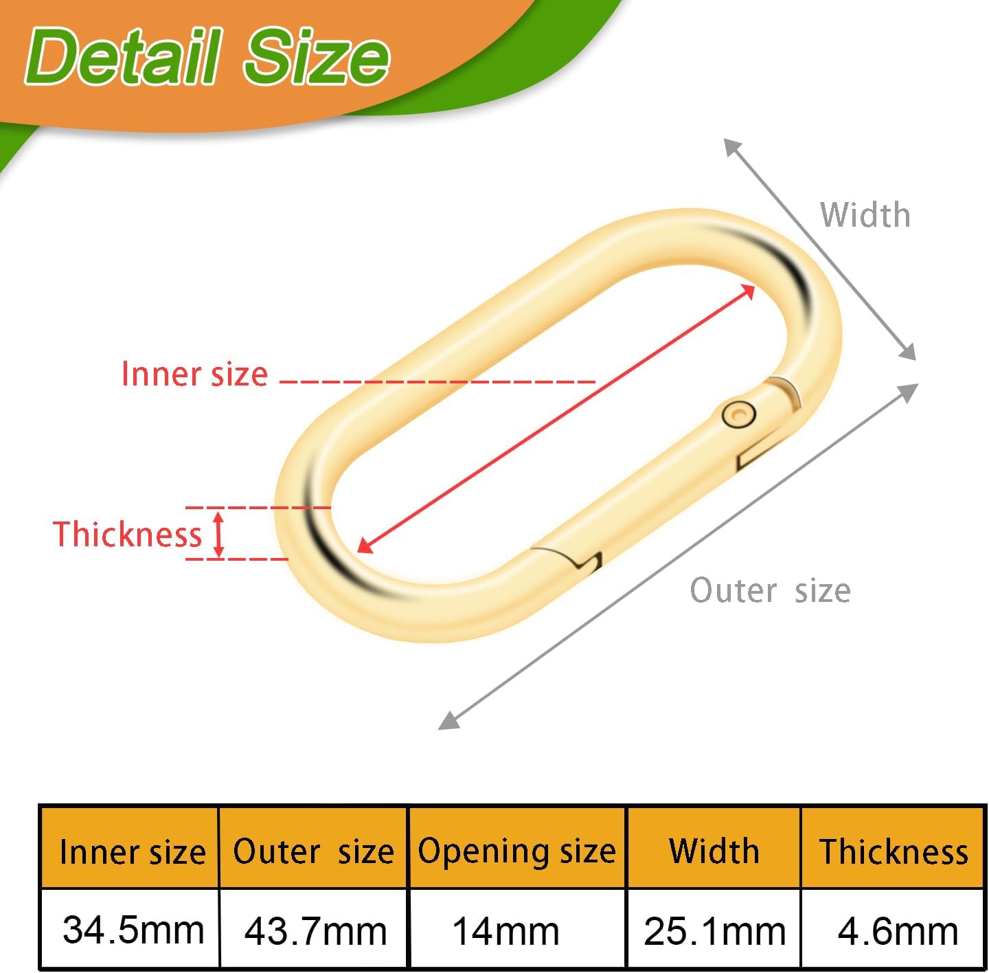 6pcs Gold Carabiner Clips + 10pcs Gold Spring Keychain Clips for Key Chain Purse Starp Dog Tag - Image 2