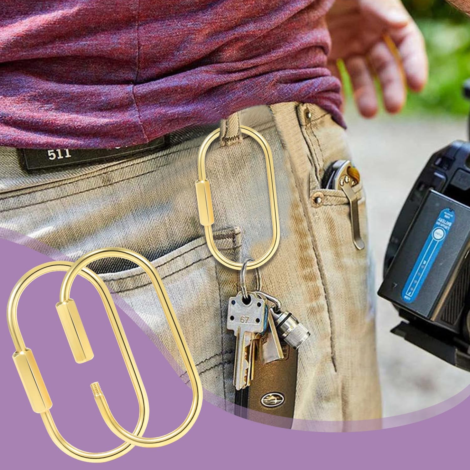 6pcs Gold Carabiner Clips + 10pcs Gold Spring Keychain Clips for Key Chain Purse Starp Dog Tag - Image 5