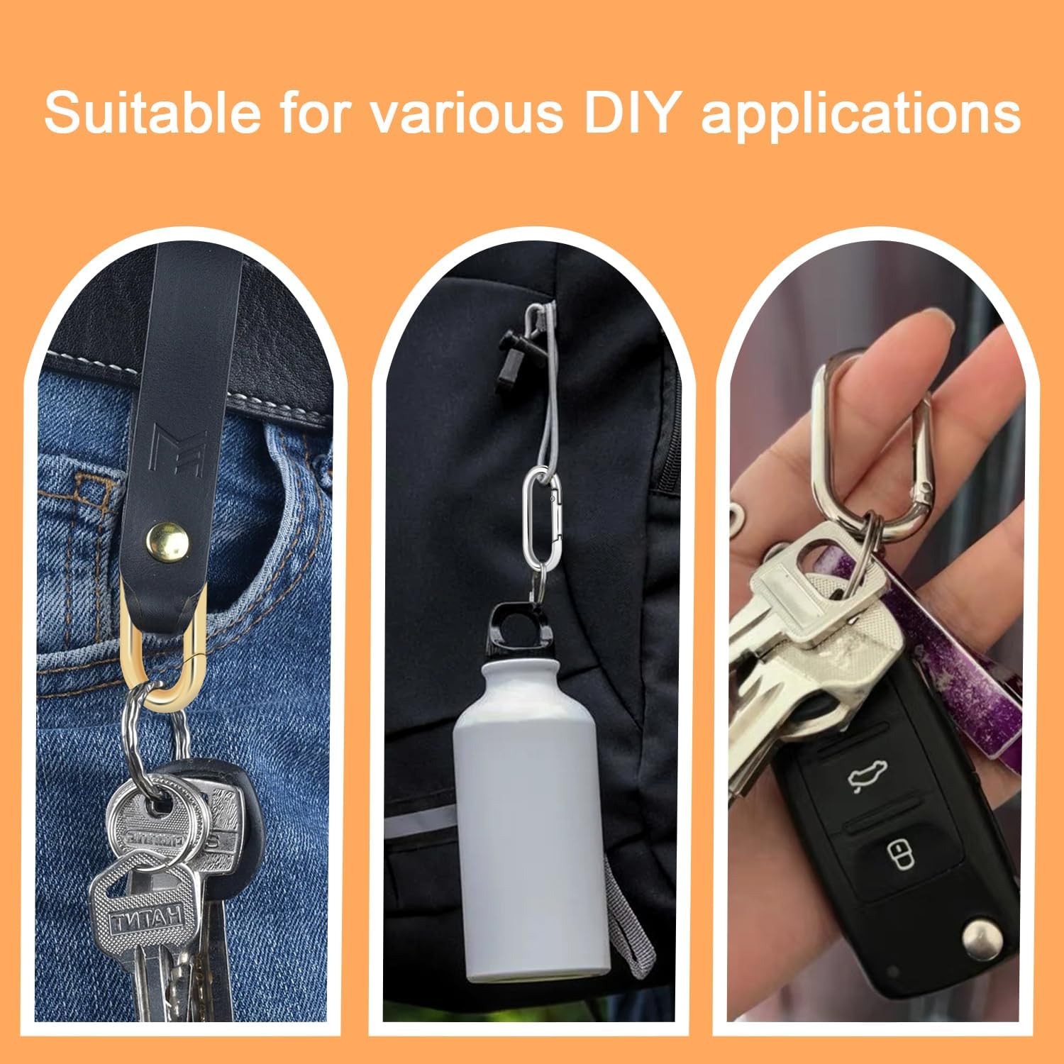 6pcs Gold Carabiner Clips + 10pcs Gold Spring Keychain Clips for Key Chain Purse Starp Dog Tag - Image 7