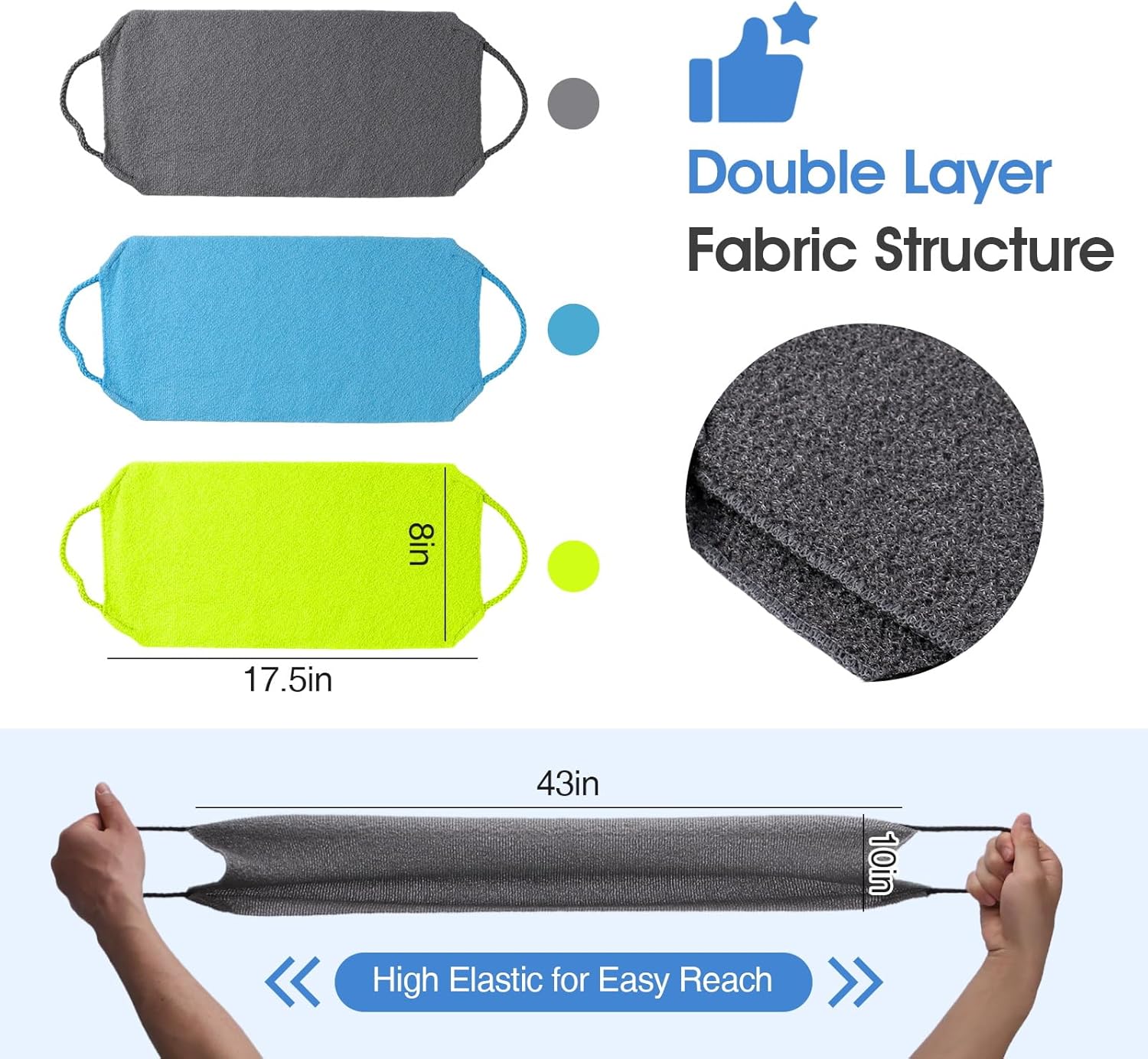 3 Pcs Exfoliating Net Sponge Body Scrubber Bath Towel - Image 3