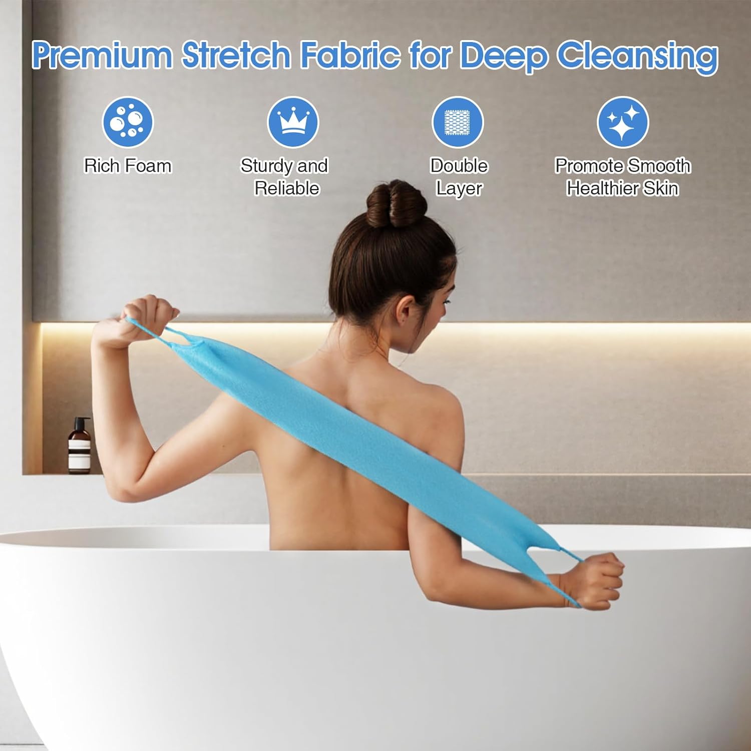 3 Pcs Exfoliating Net Sponge Body Scrubber Bath Towel - Image 4