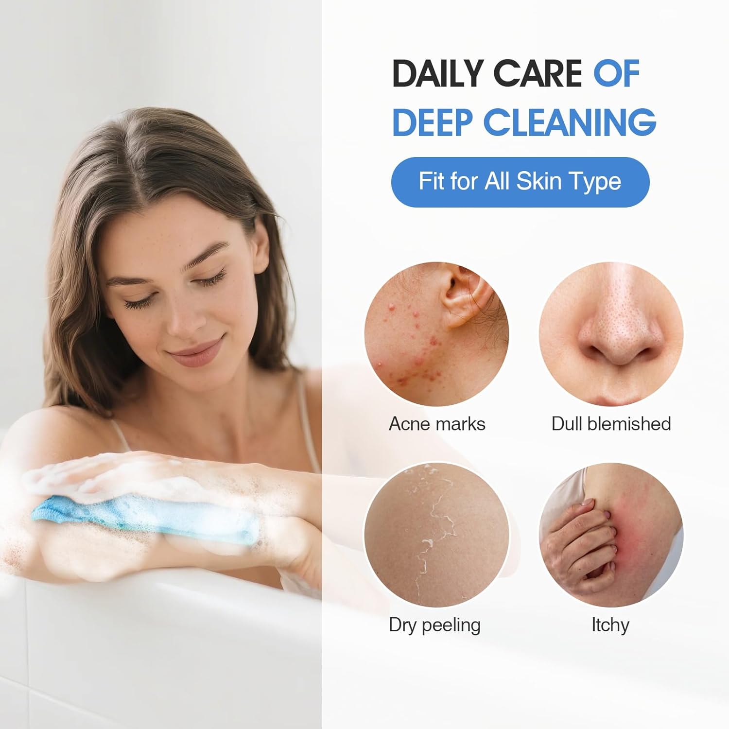 3 Pcs Exfoliating Net Sponge Body Scrubber Bath Towel - Image 5